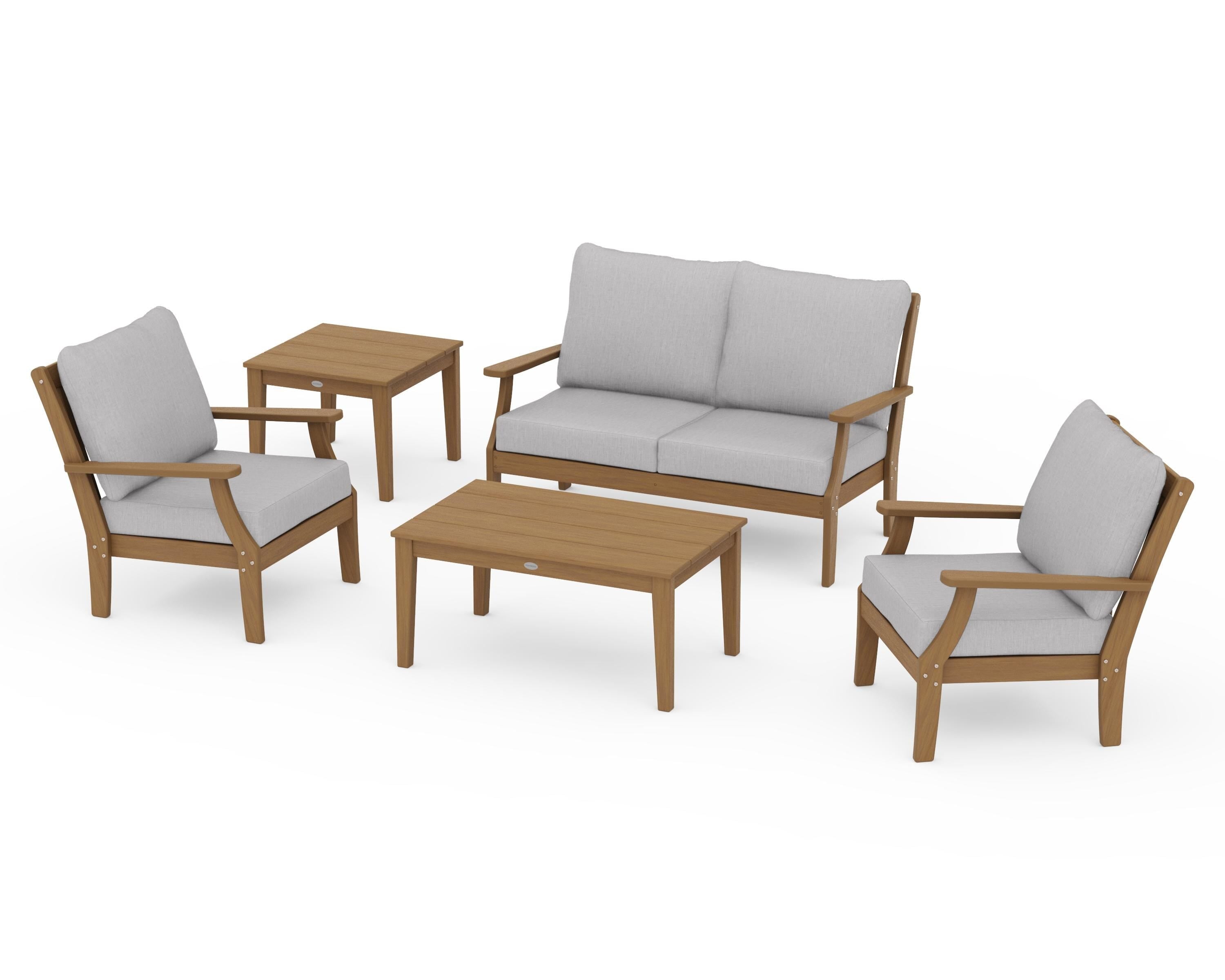 POLYWOOD Braxton 5-Piece Deep Seating Set in Natural / Granite