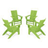 POLYWOOD® 4-Piece Modern Curveback Adirondack Conversation Set in Lime