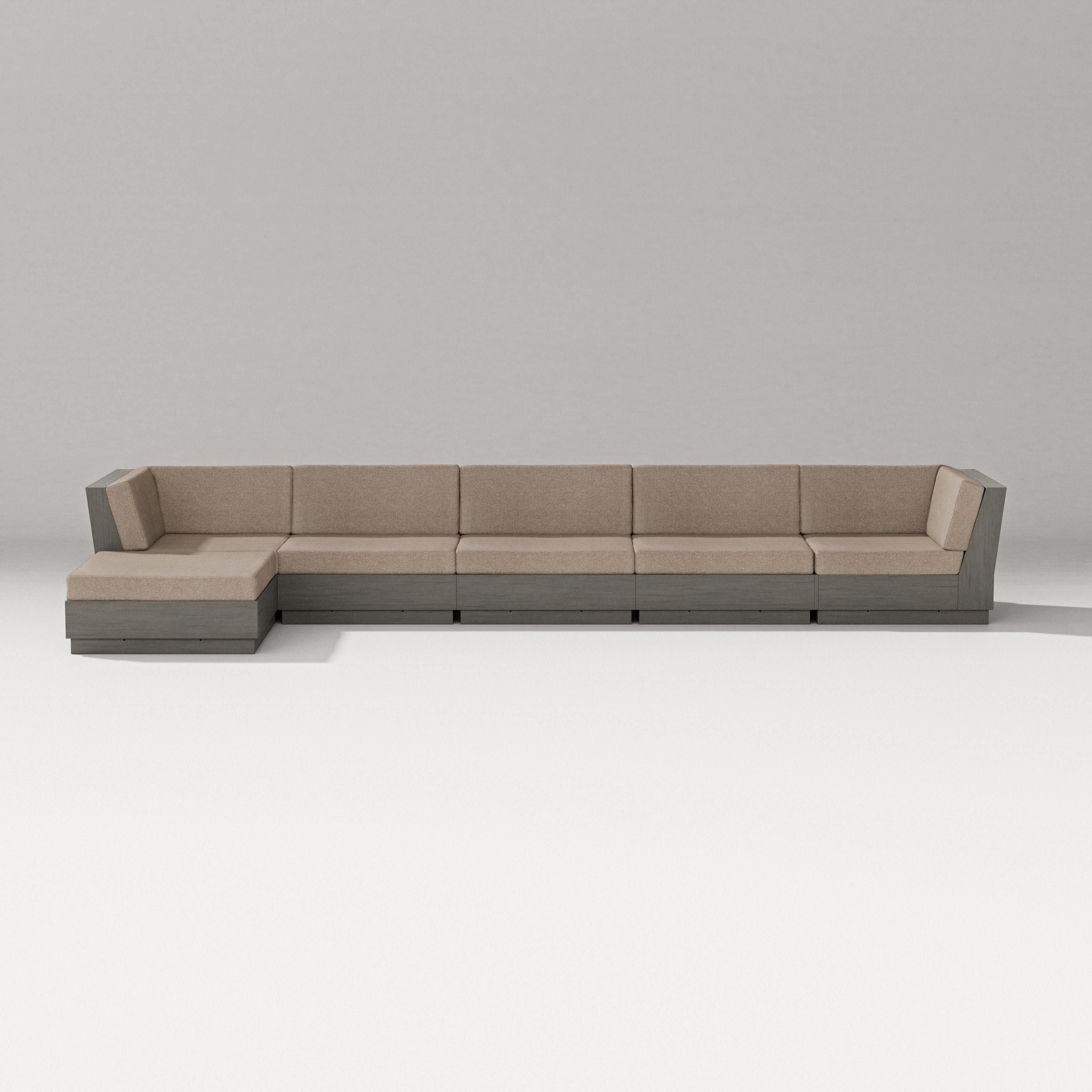PW Designer Series Elevate 6-Piece Chaise Sectional in Driftwood / Spiced Burlap