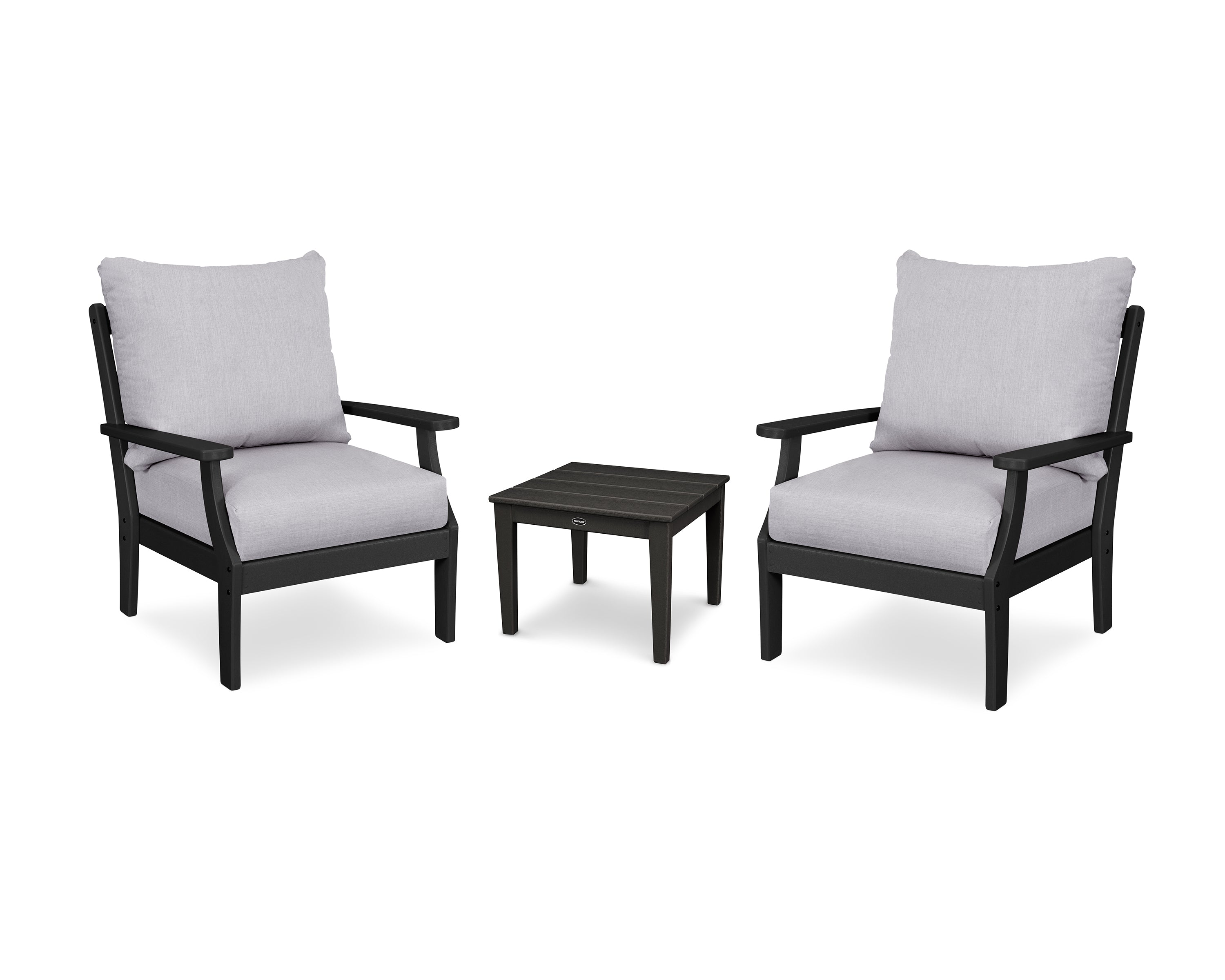 POLYWOOD Braxton 3-Piece Deep Seating Set in Black / Granite