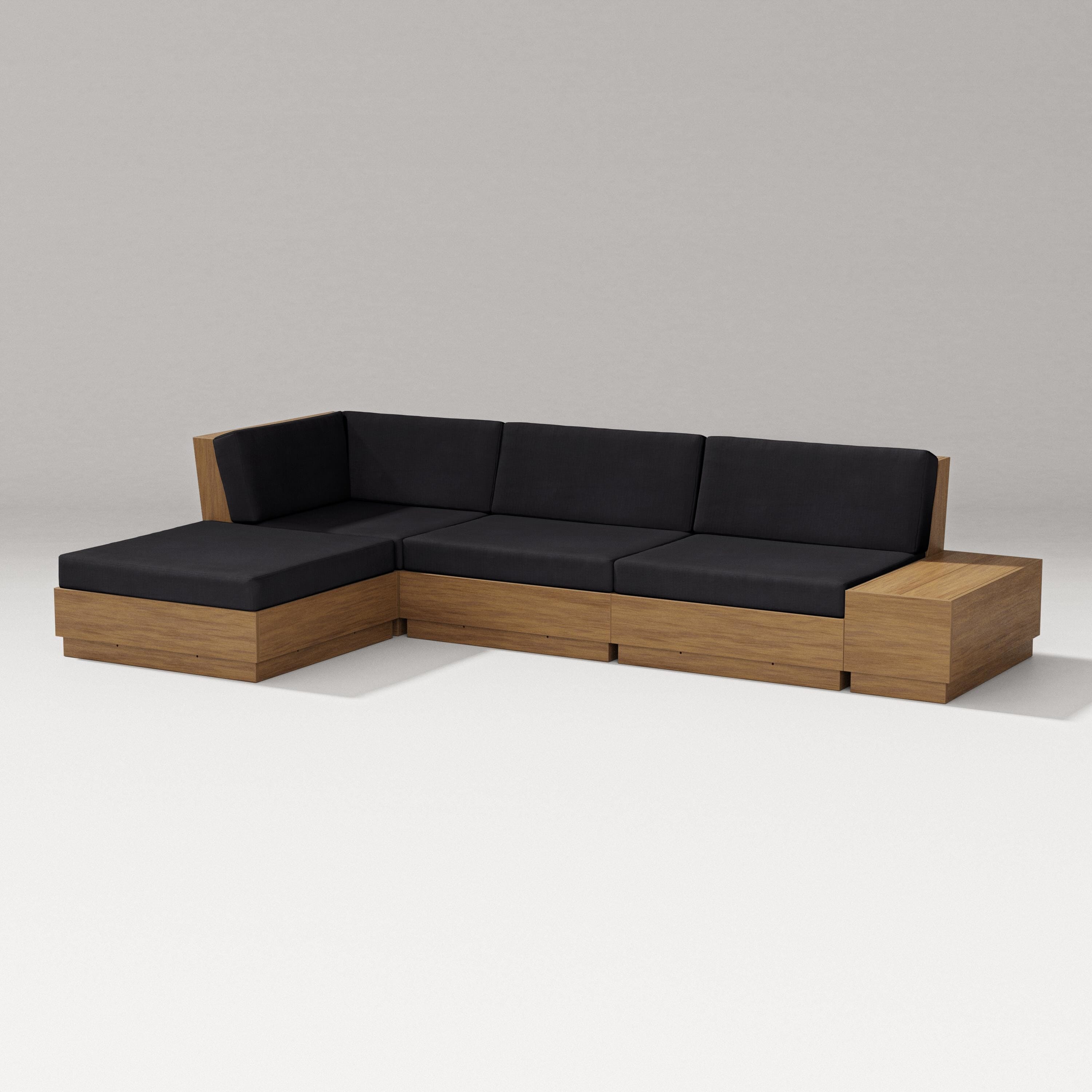 PW Designer Series Elevate Chaise Sectional in Natural / Midnight Linen