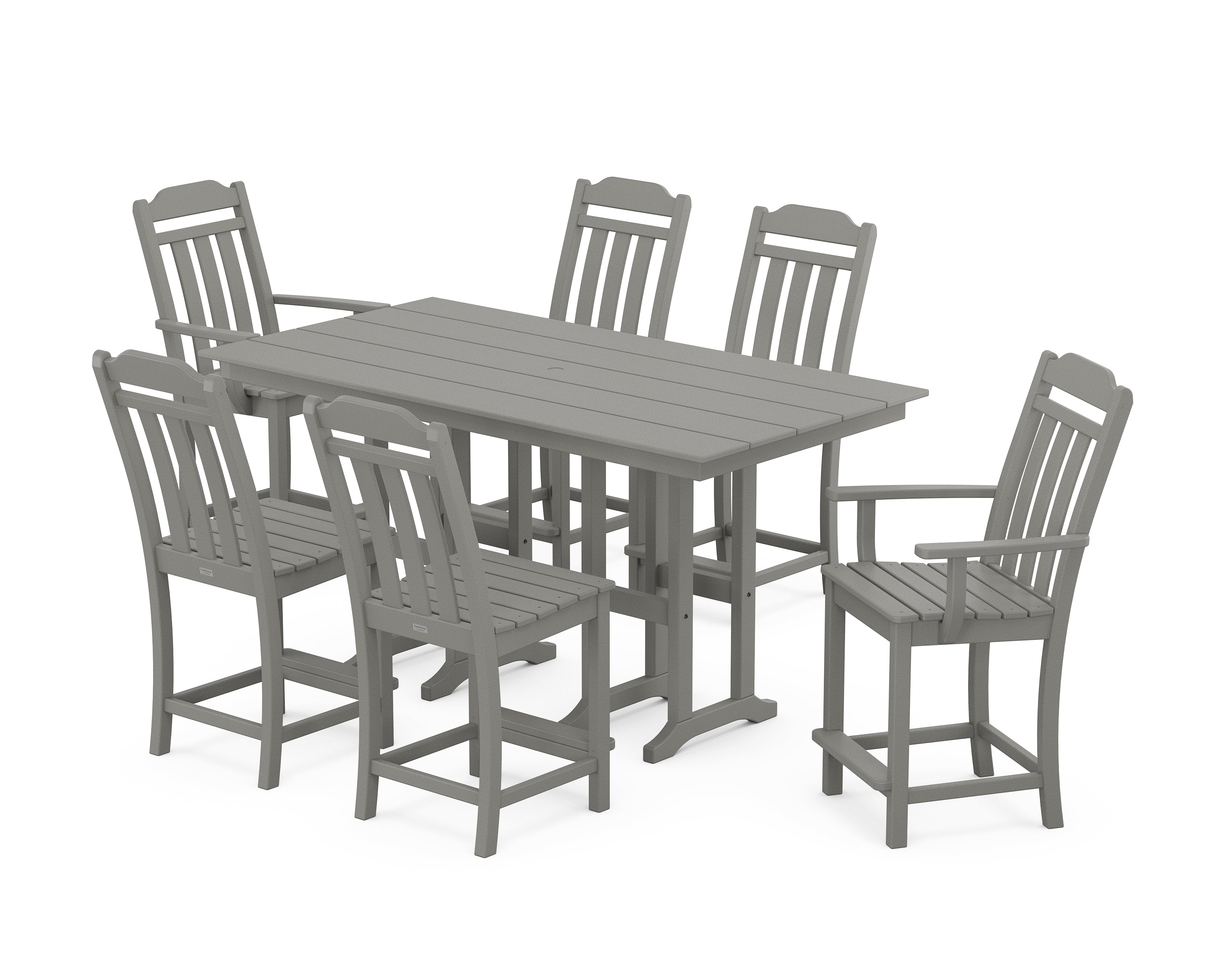 POLYWOOD Country Living 7-Piece Farmhouse Counter Set in Slate Grey