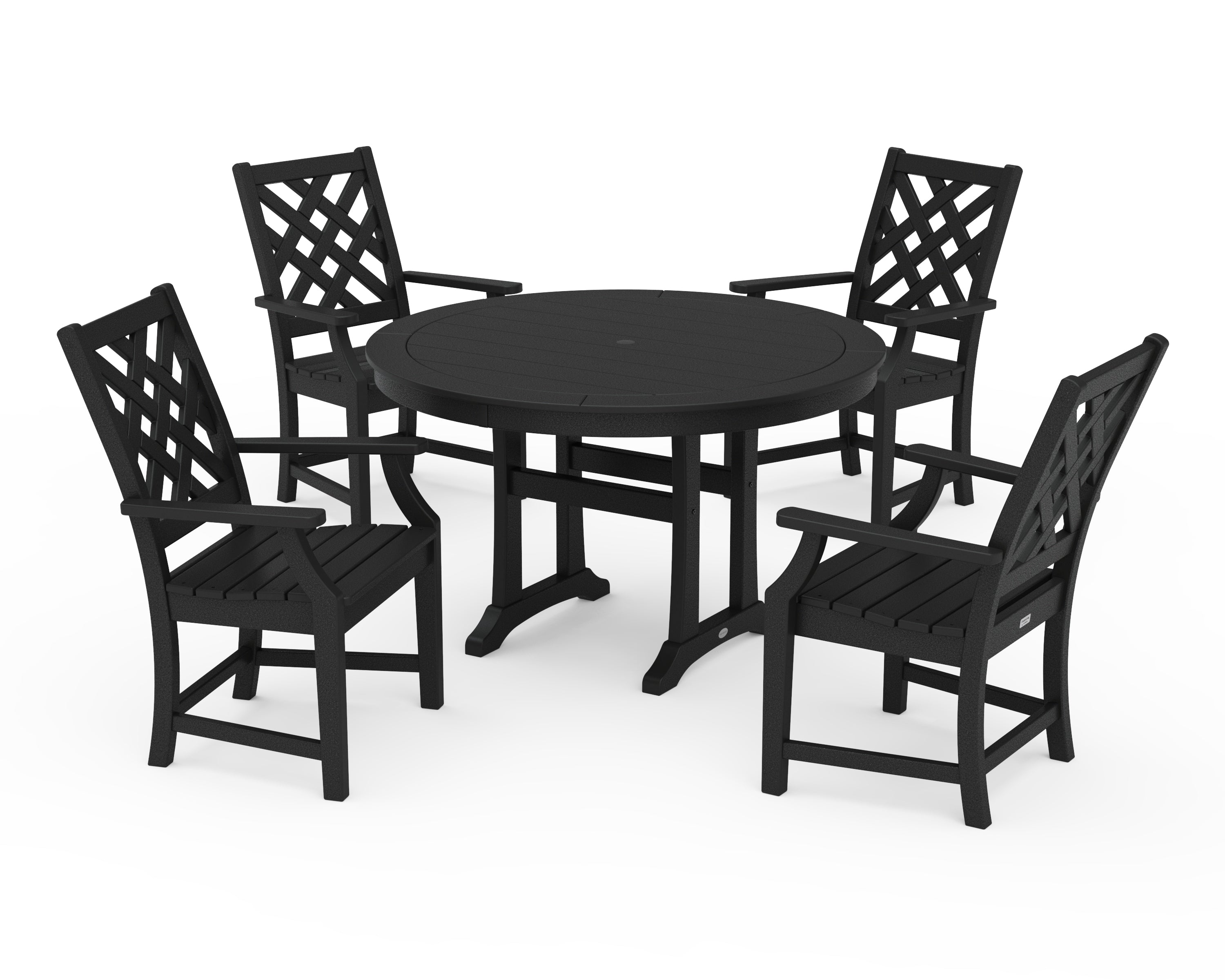 Country Living Wovendale 5-Piece Round Dining Set with Trestle Legs in Black