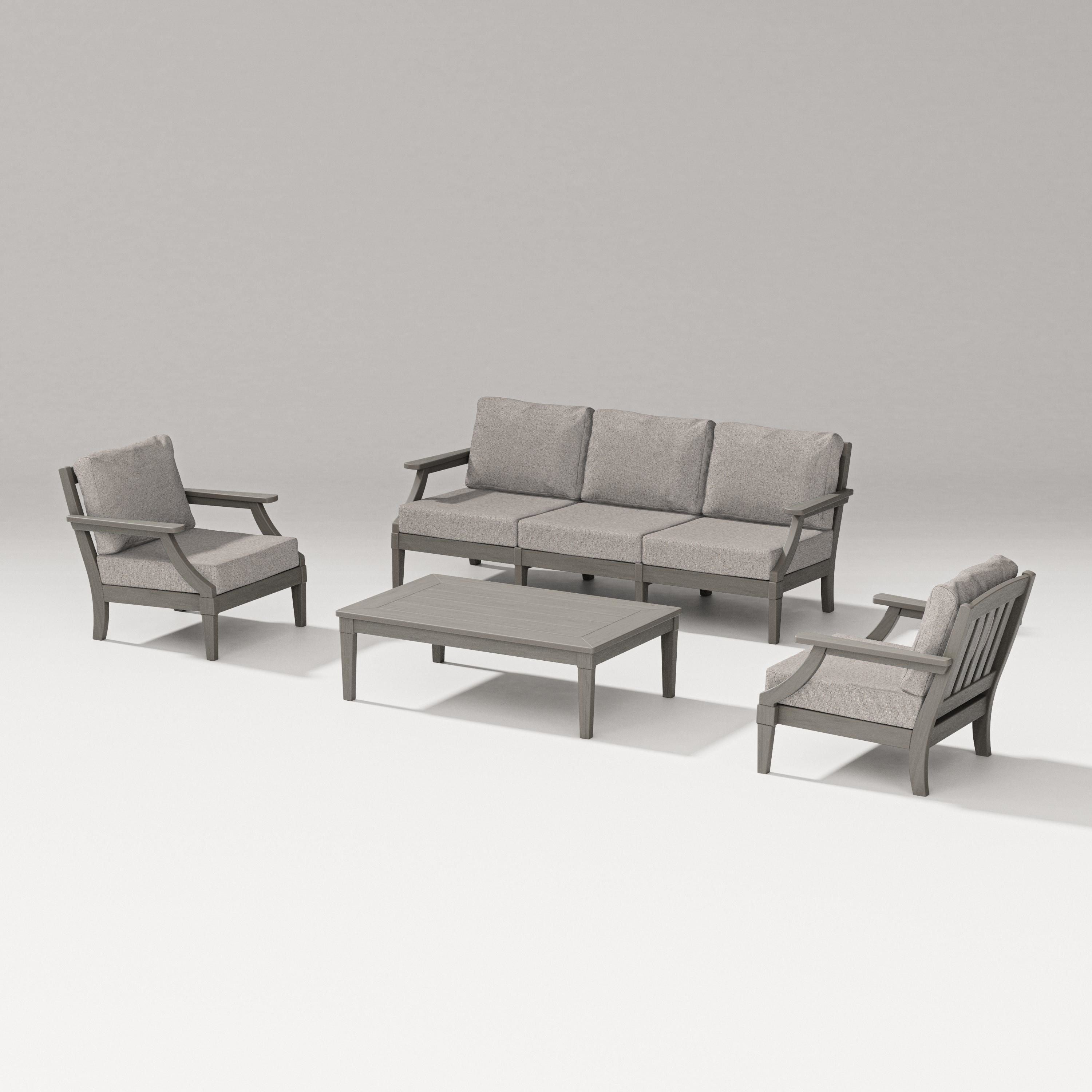PW Designer Series Estate 4-Piece Lounge Sofa Set in Driftwood / Weathered Tweed