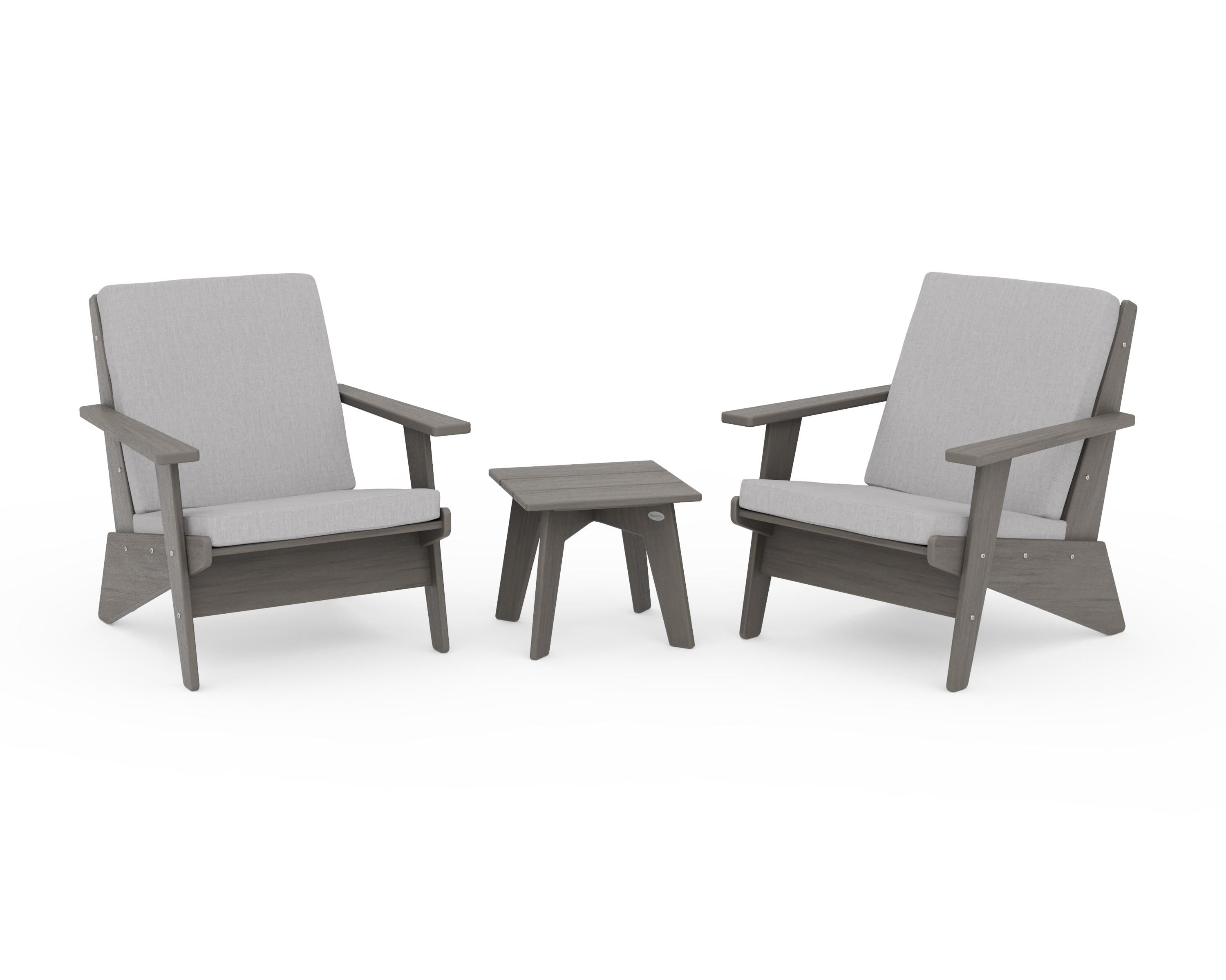 POLYWOOD Riviera Modern Lounge 3-Piece Set in Driftwood / Granite