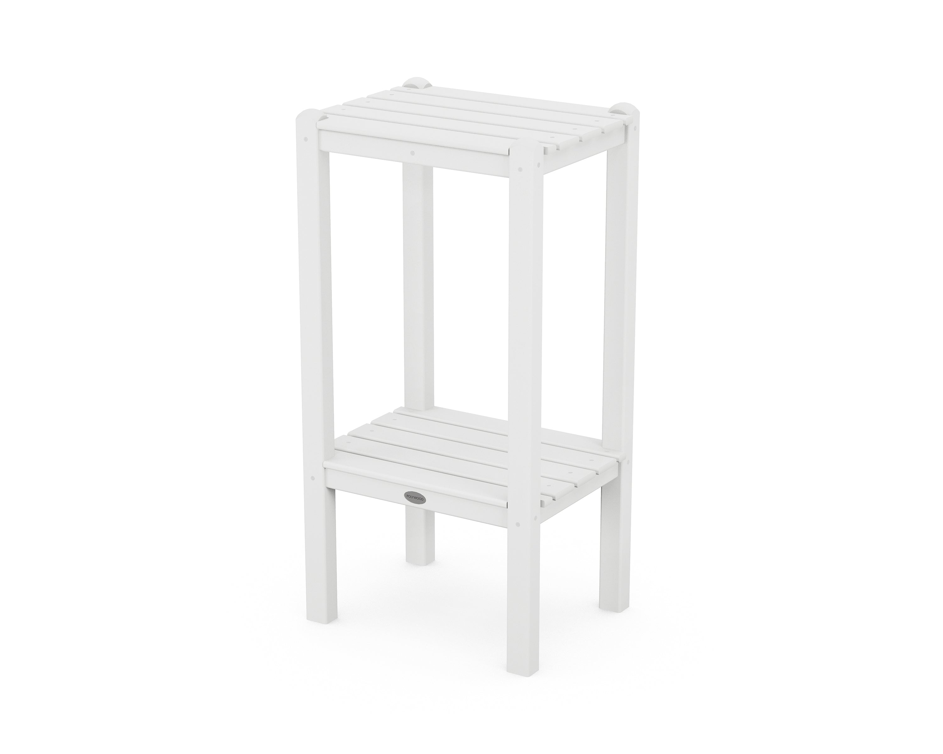 POLYWOOD Two Shelf Bar Side Table in White