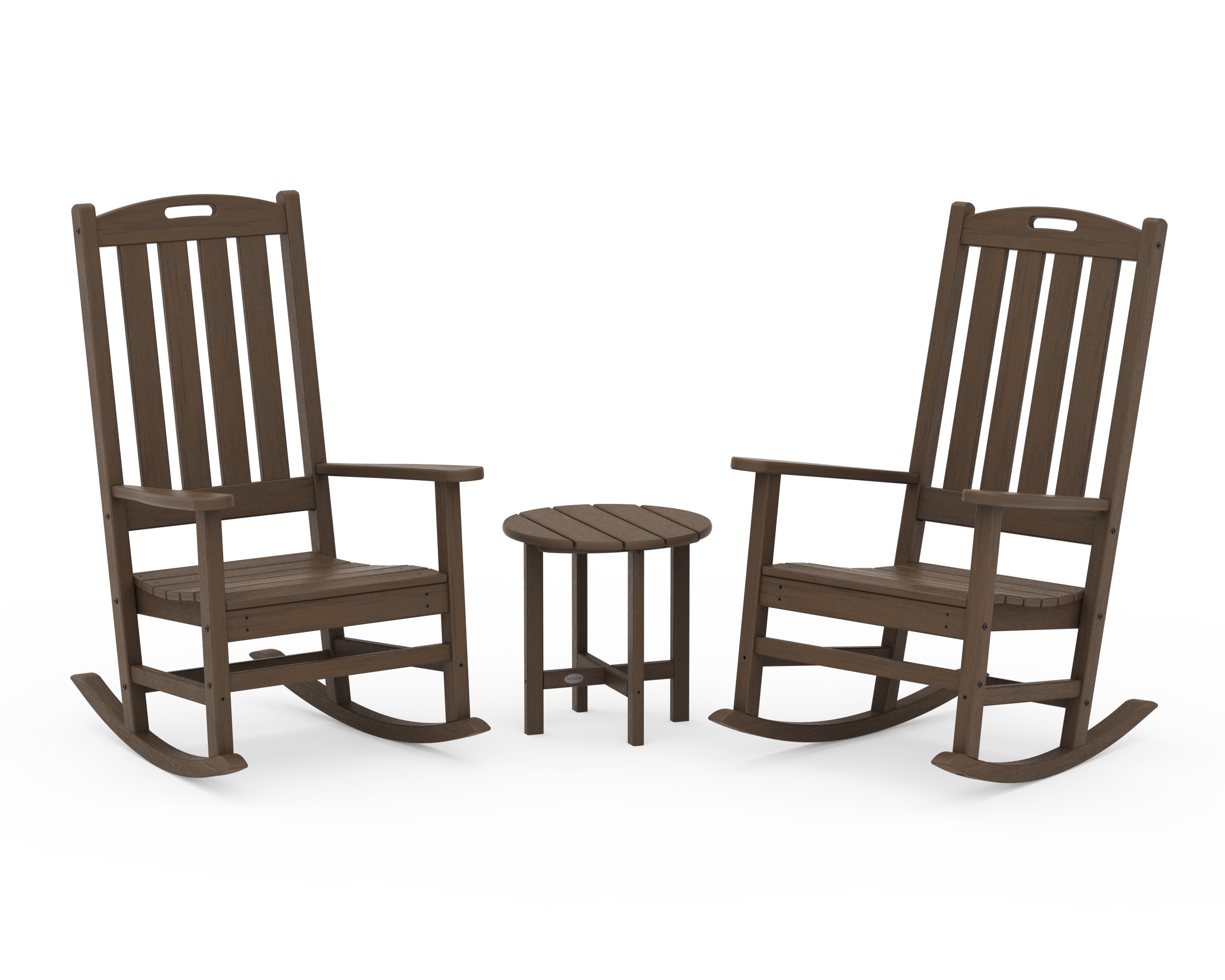 POLYWOOD Nautical 3-Piece Porch Rocking Chair Set in Kona