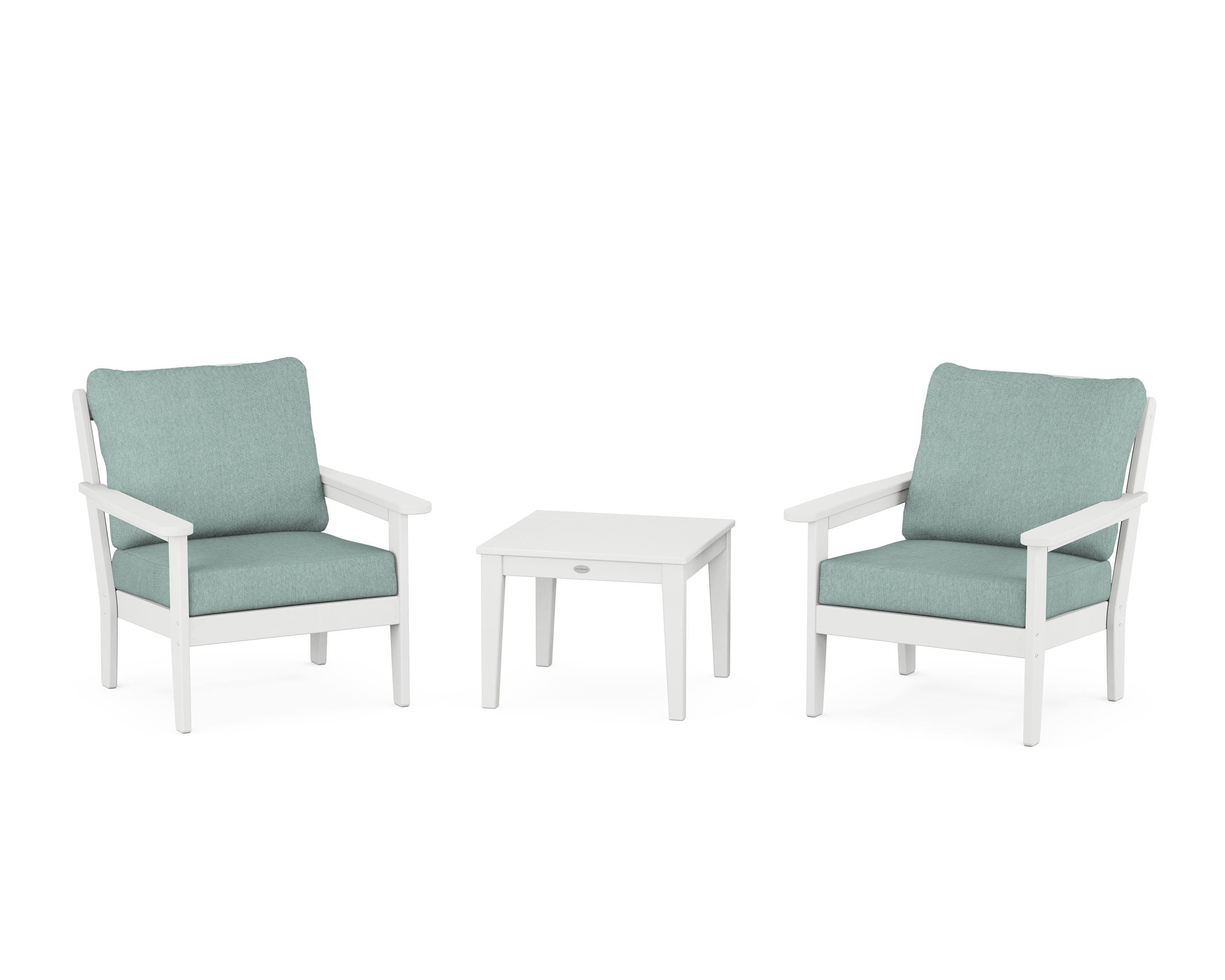 Country Living Cottage 3-Piece Deep Seating Set in White / Glacier Spa
