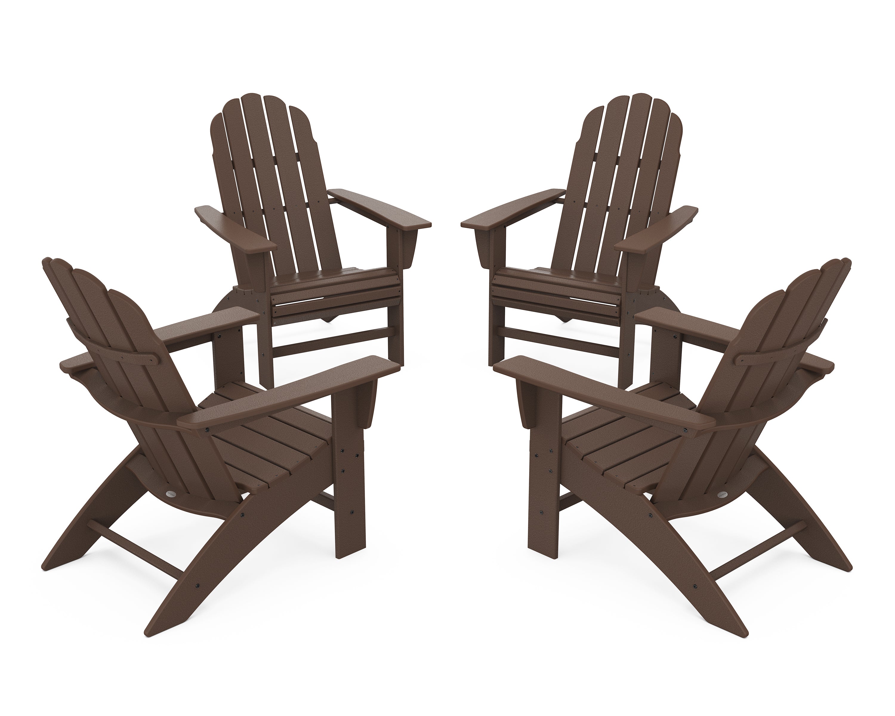POLYWOOD® 4-Piece Vineyard Curveback Adirondack Chair Conversation Set in Mahogany