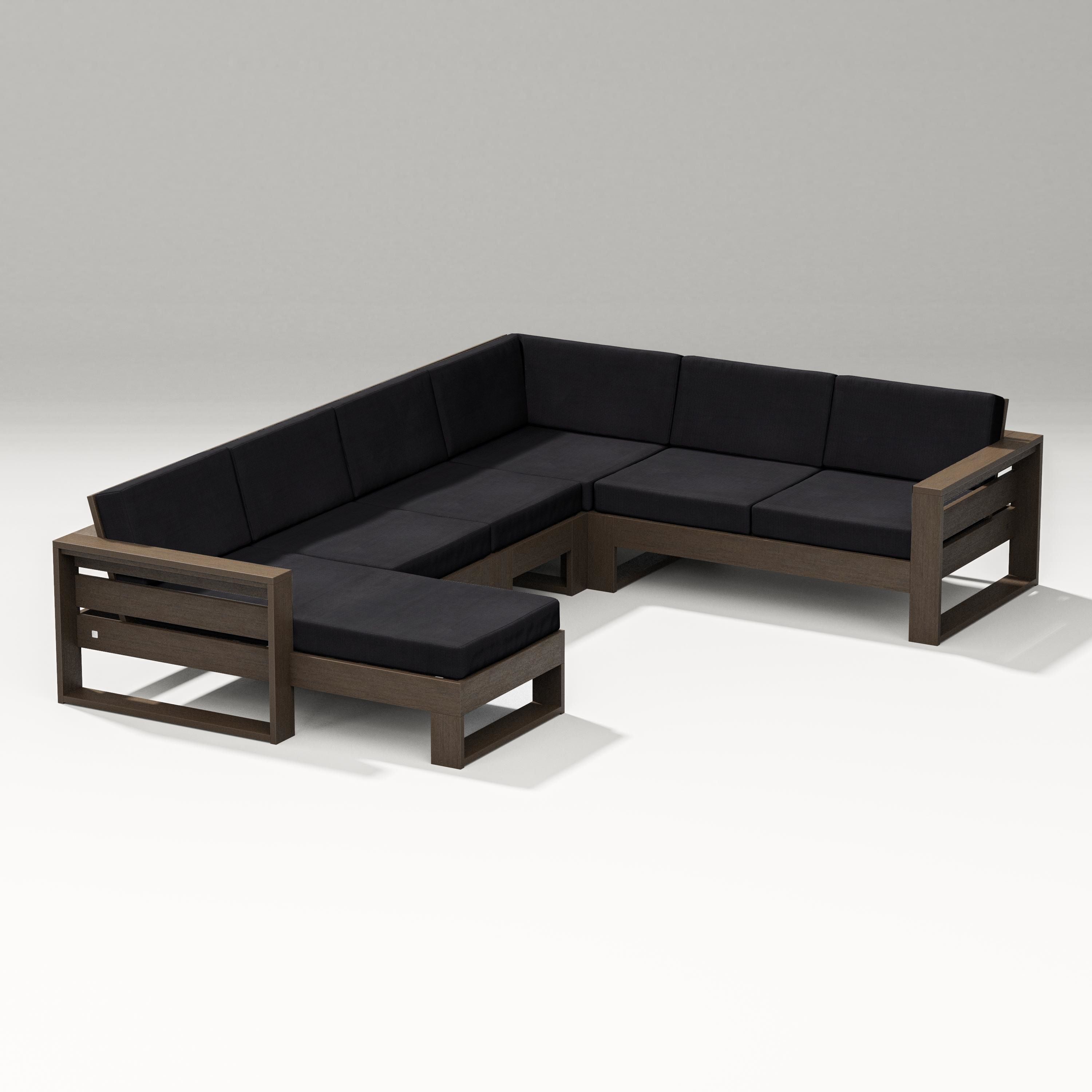 PW Designer Series Latitude Corner Sectional with Left Chaise in Kona / Midnight Linen