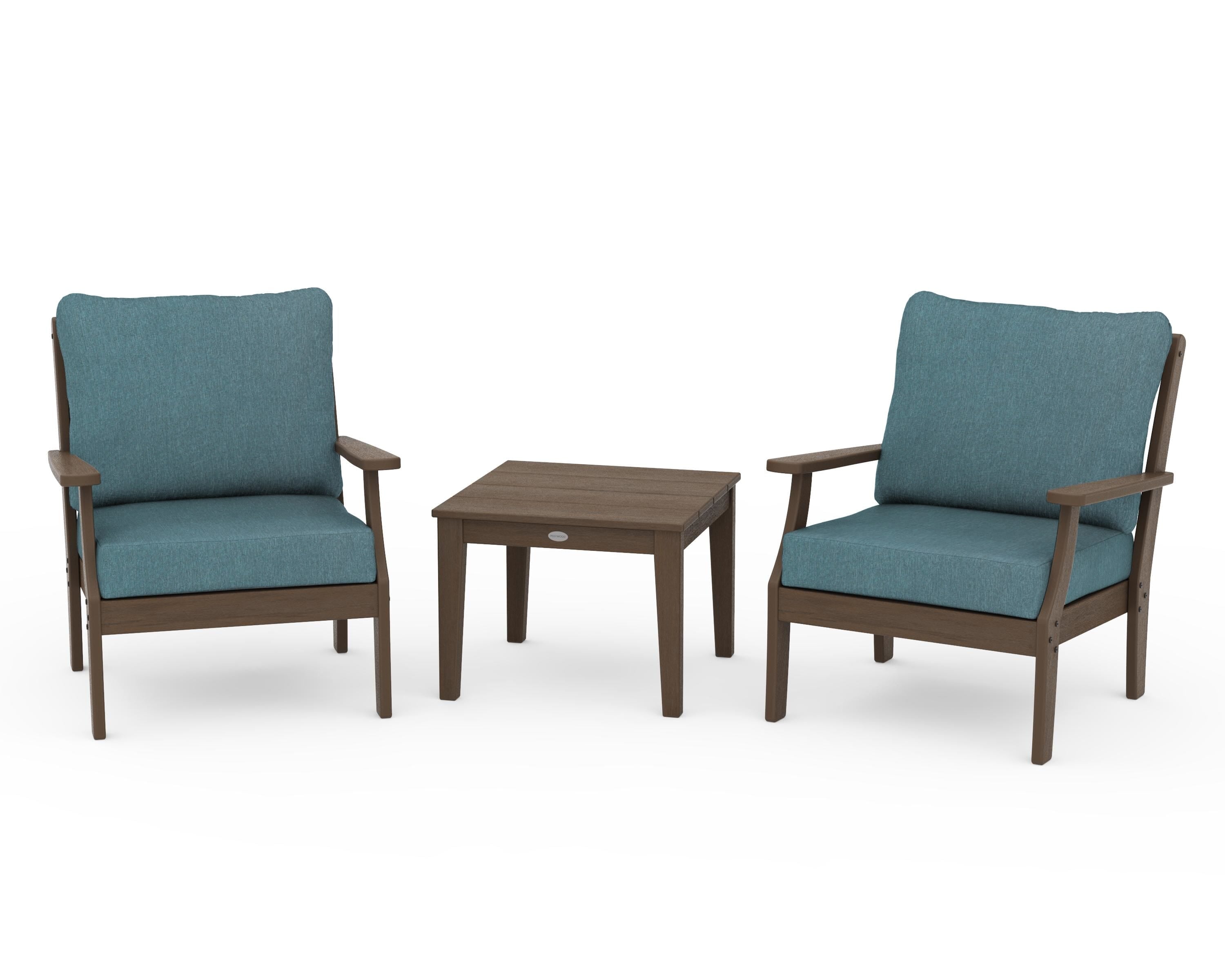 POLYWOOD Braxton 3-Piece Deep Seating Set in Kona / Ocean Teal