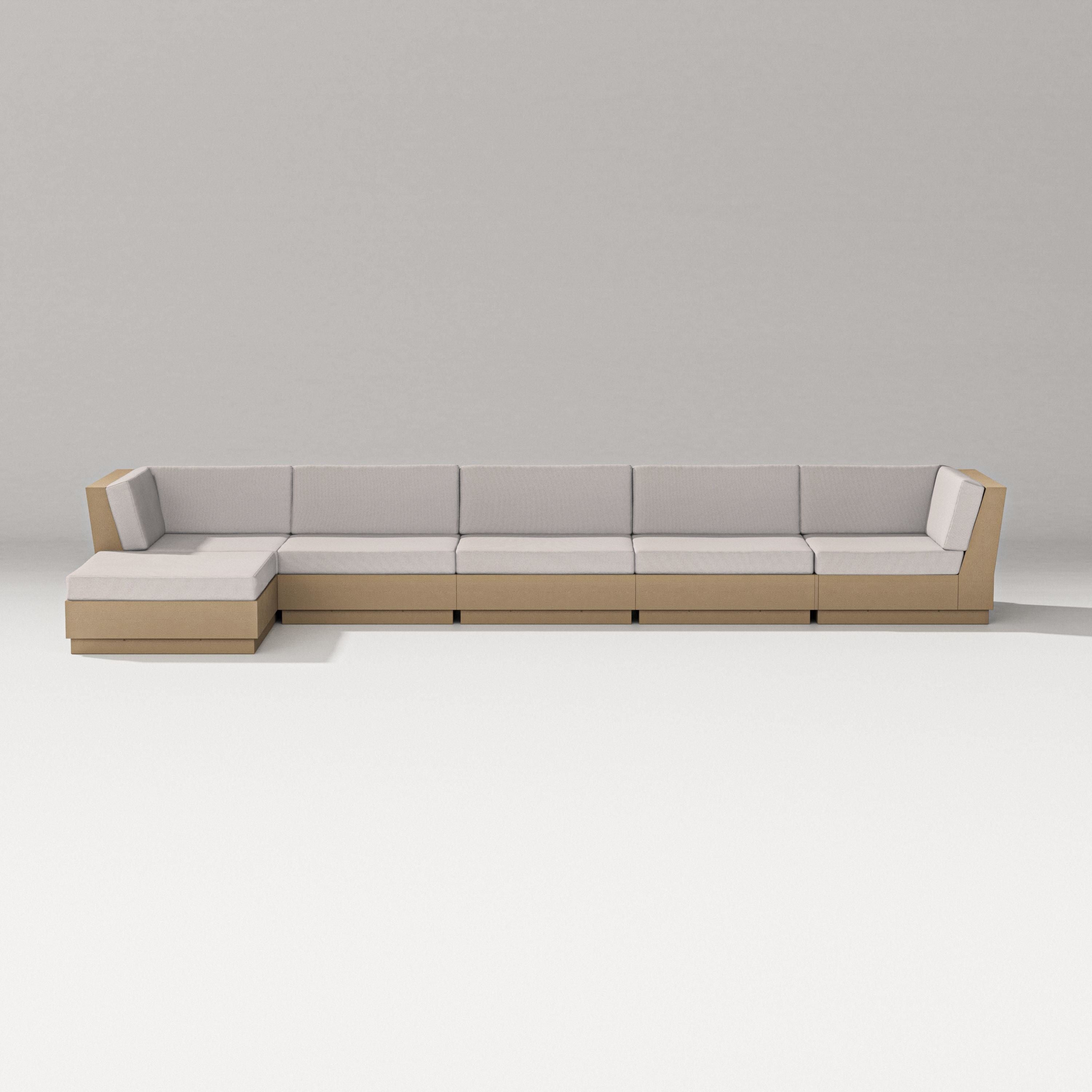 PW Designer Series Elevate 6-Piece Chaise Sectional in Vintage Sahara / Dune Burlap