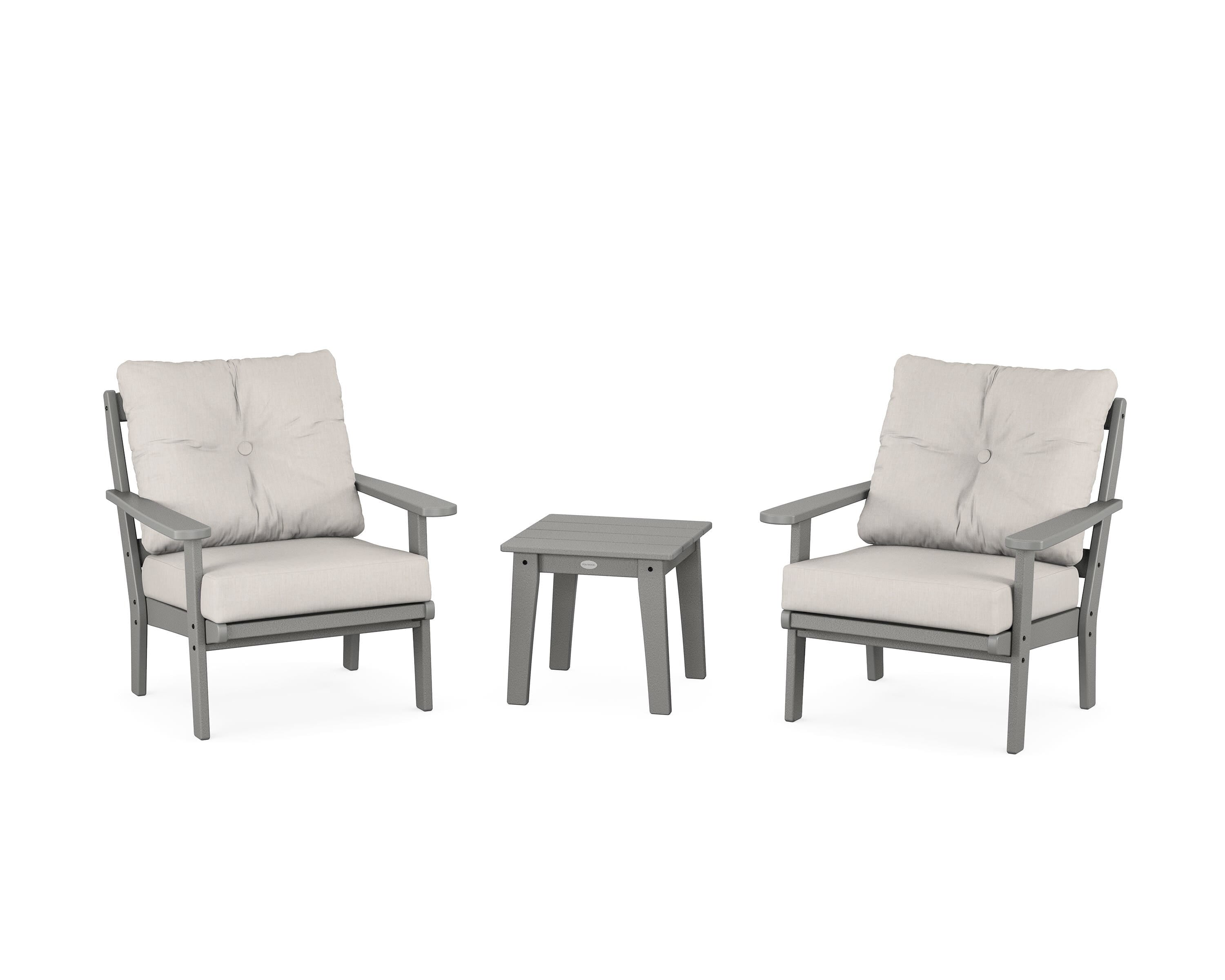 POLYWOOD Mission 3-Piece Deep Seating Set in Slate Grey / Cast Ash