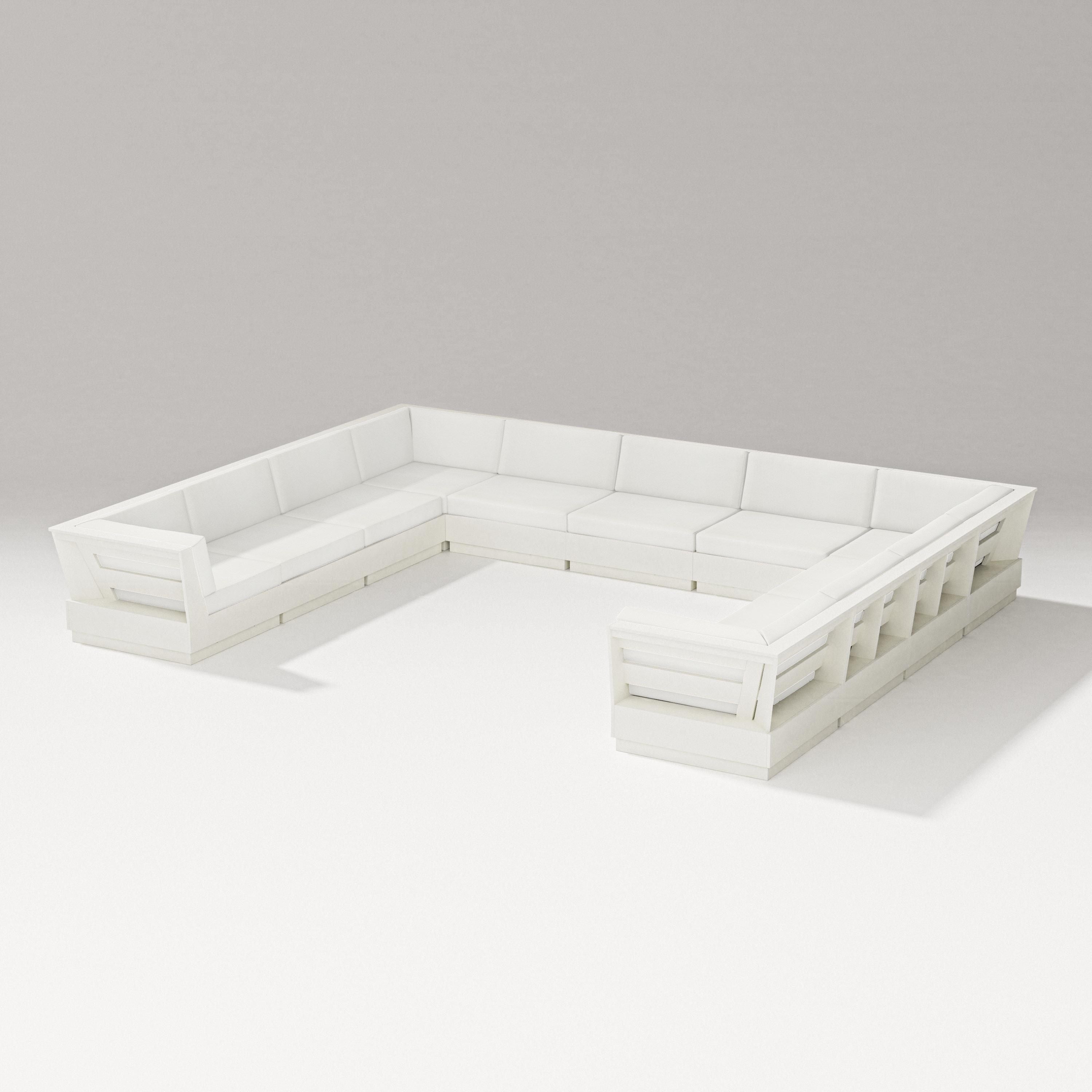 PW Designer Series Elevate Large U-Shaped Sectional in Vintage White / Natural Linen