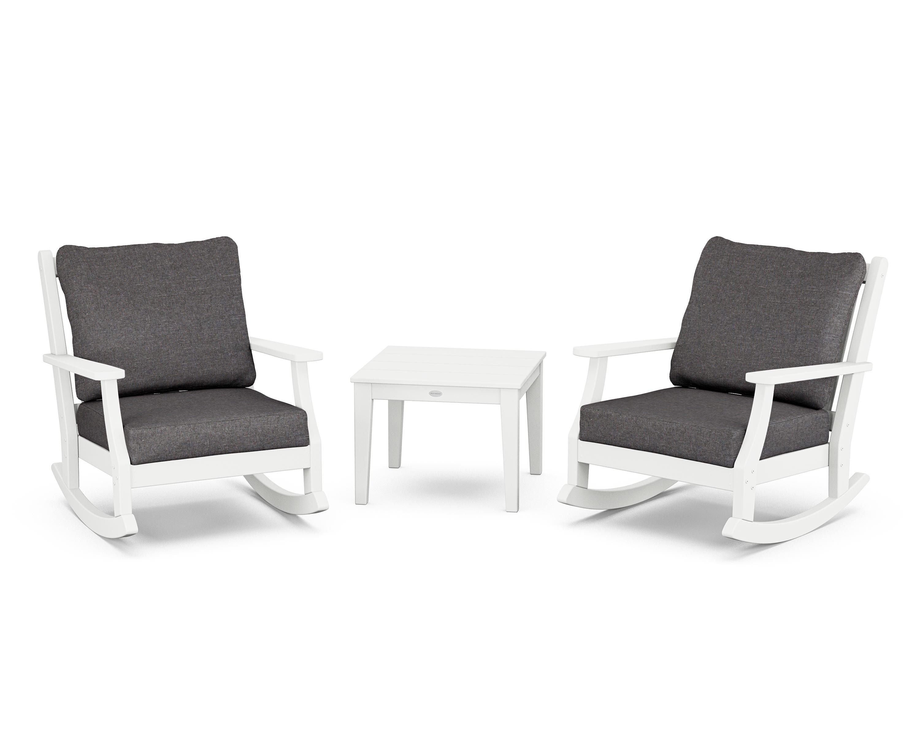 Country Living Wovendale 3-Piece Deep Seating Rocker Set in White / Ash Charcoal