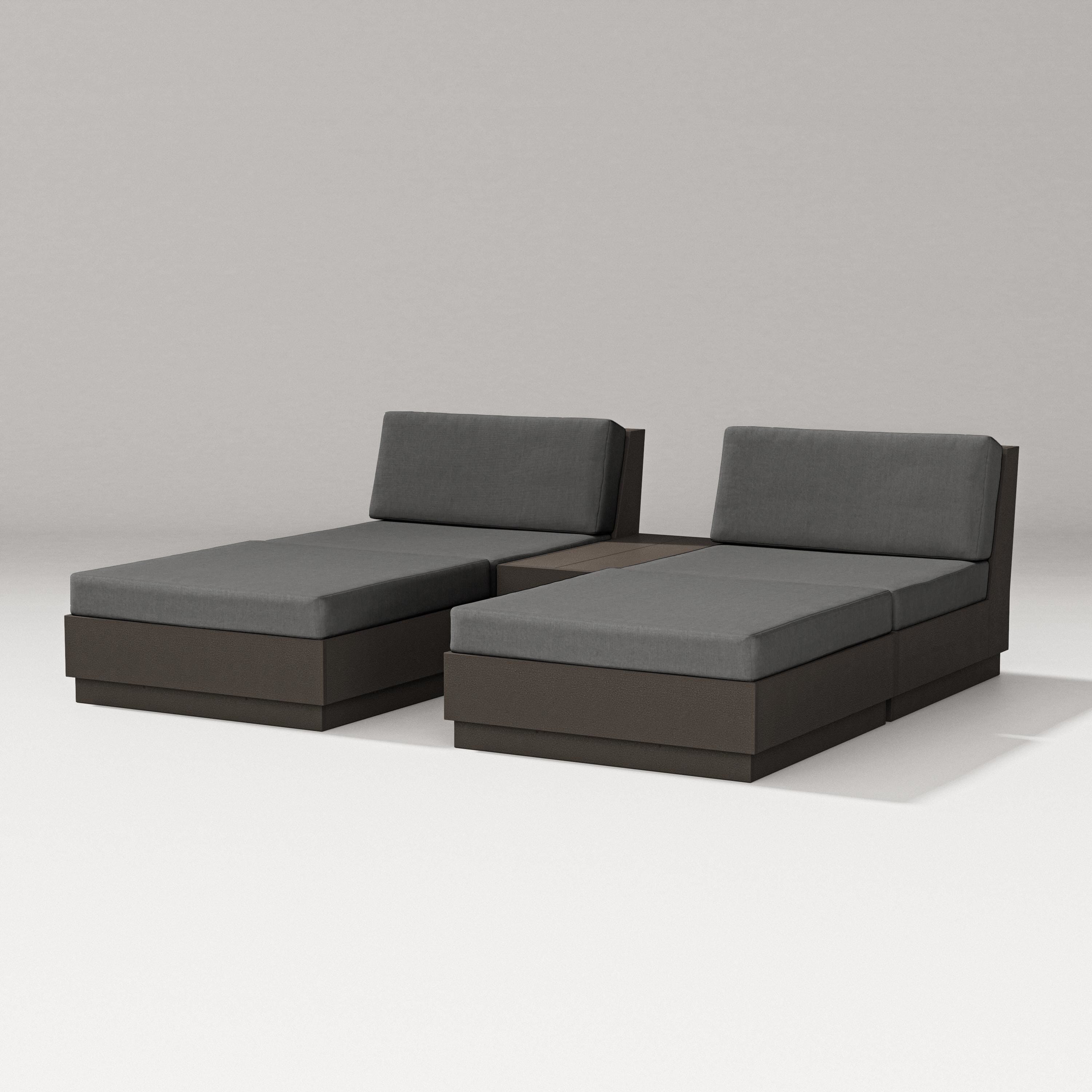 PW Designer Series Elevate Double Chaise Set in Vintage Coffee / Spectrum Carbon