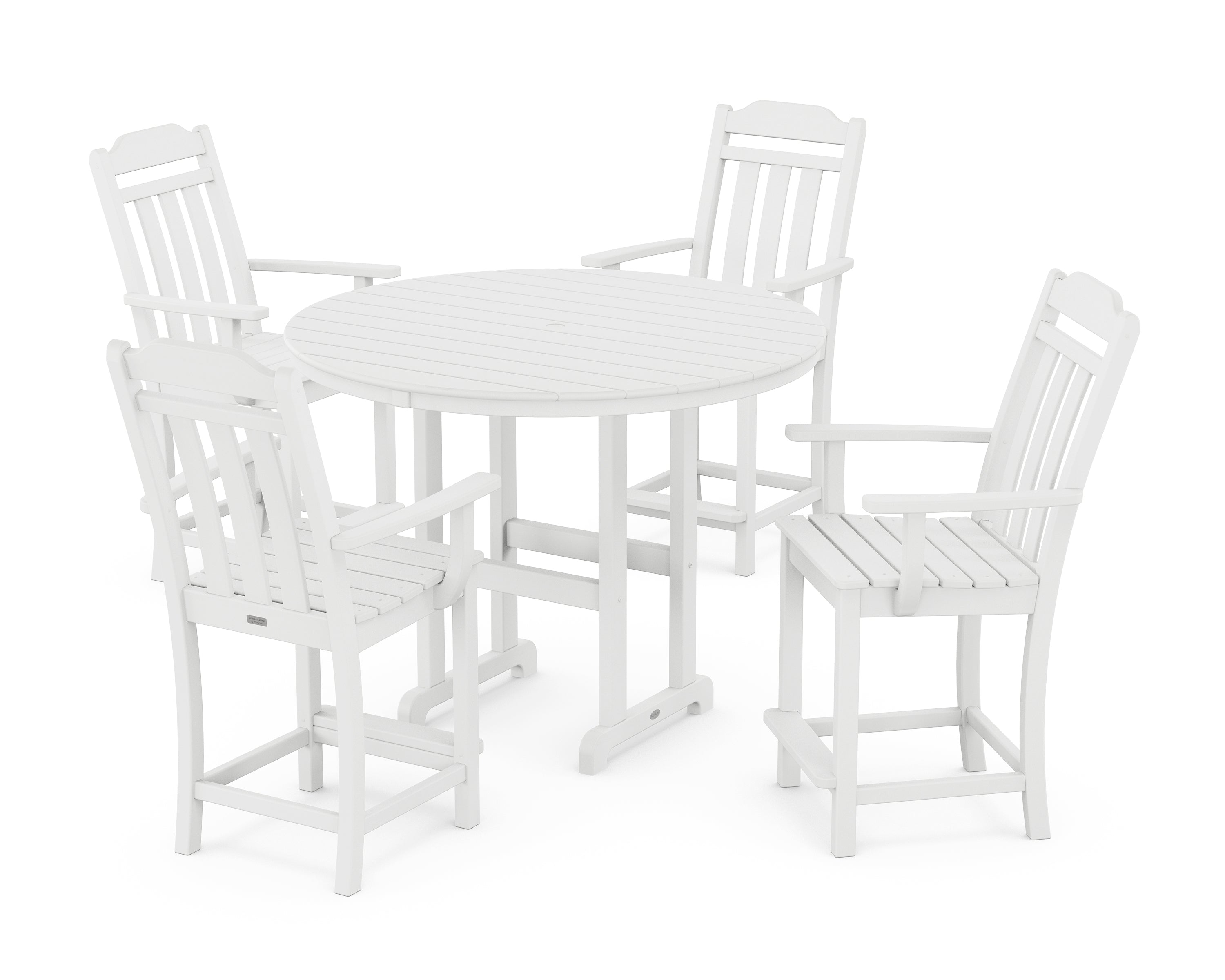 POLYWOOD Country Living 5-Piece Round Farmhouse Counter Set in White