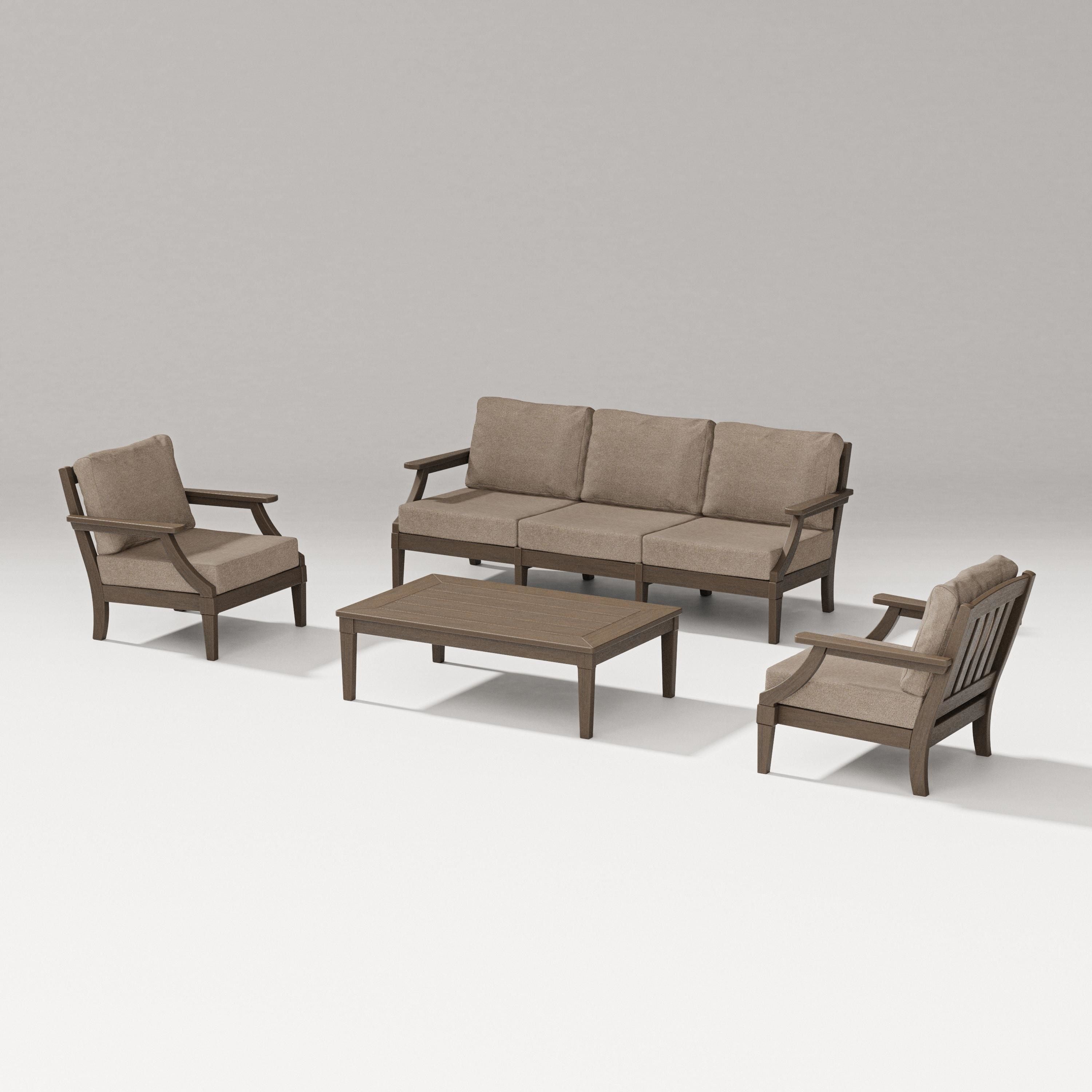 PW Designer Series Estate 4-Piece Lounge Sofa Set in Kona / Spiced Burlap