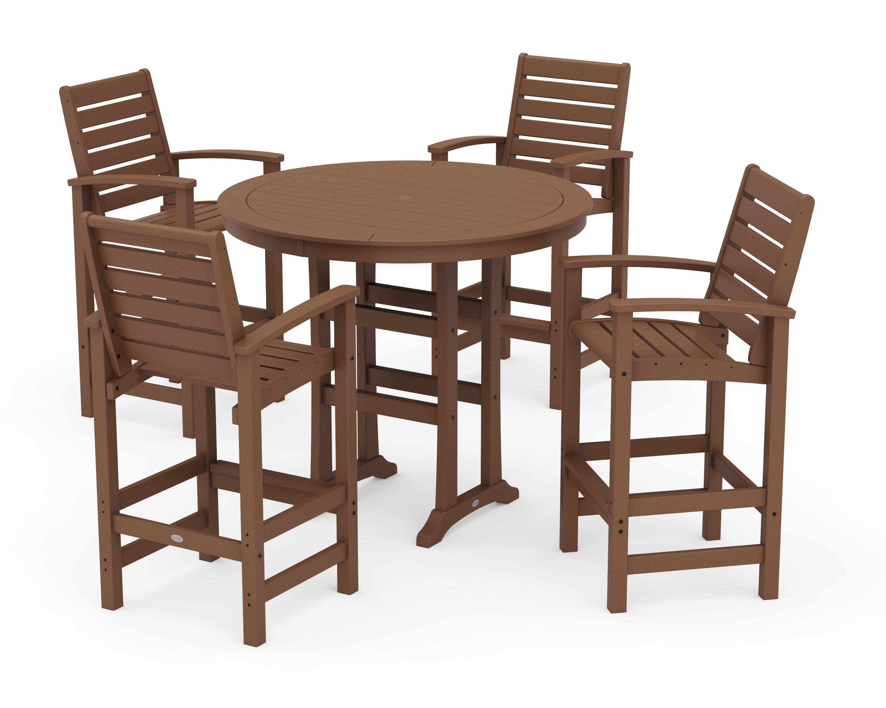 POLYWOOD 5 Piece Signature Bar Dining Set in Teak