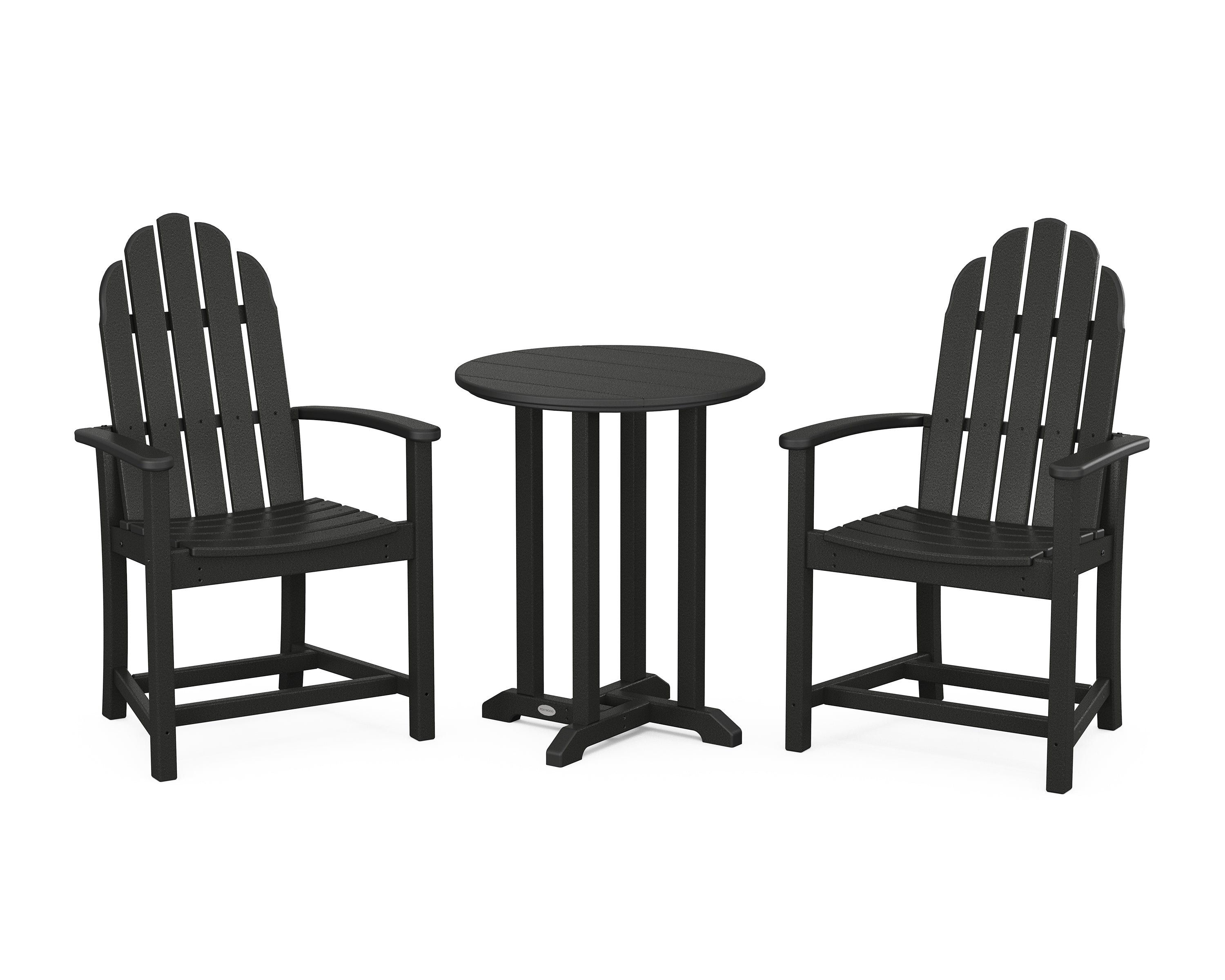 POLYWOOD Classic Adirondack 3-Piece Round Bistro Dining Set in Black