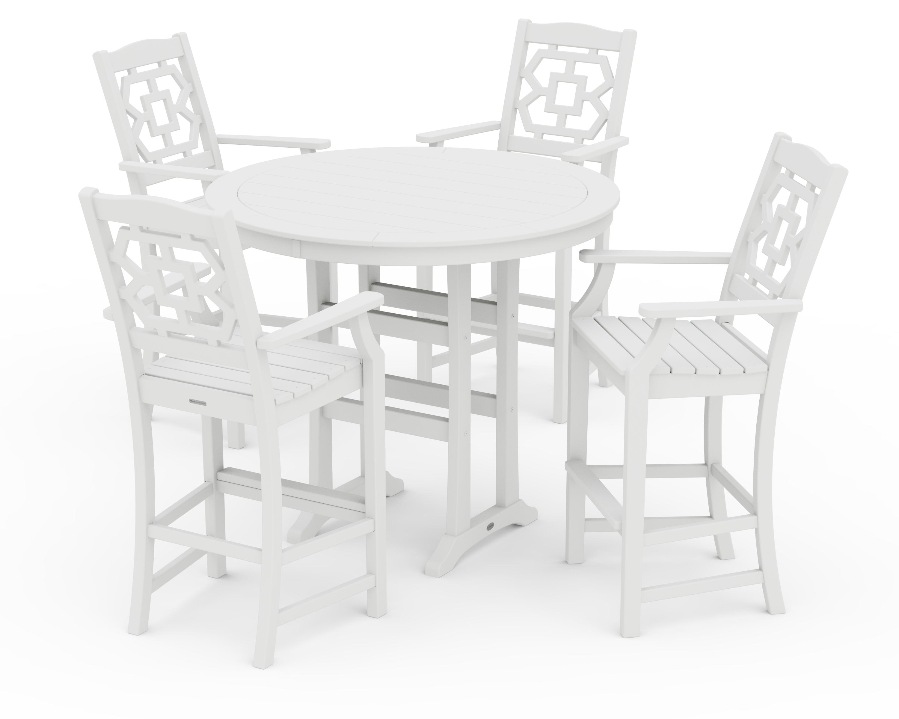 Martha Stewart by POLYWOOD Chinoiserie 5-Piece Round Bar Set in White