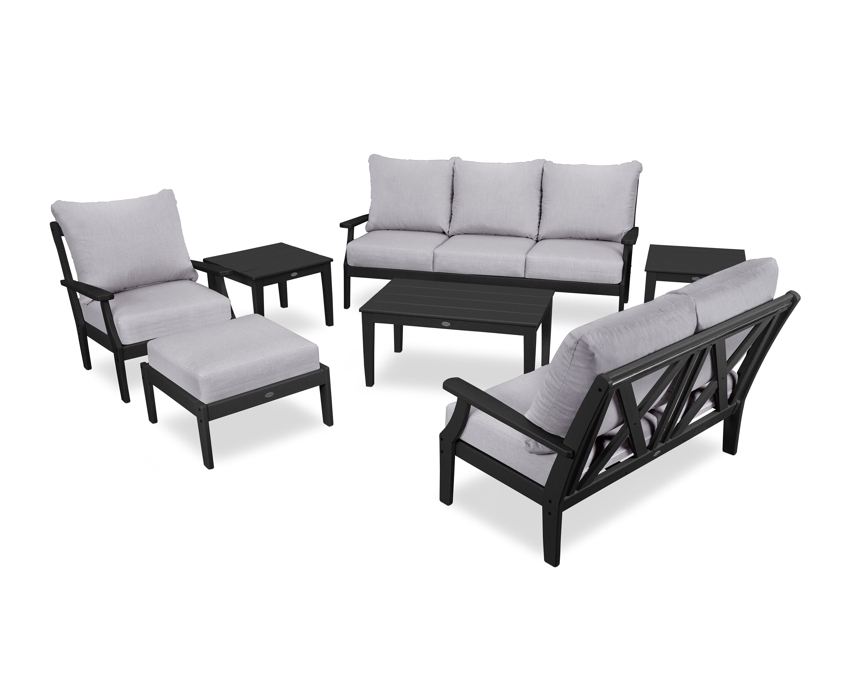 POLYWOOD Braxton 7-Piece Deep Seating Set in Black / Granite