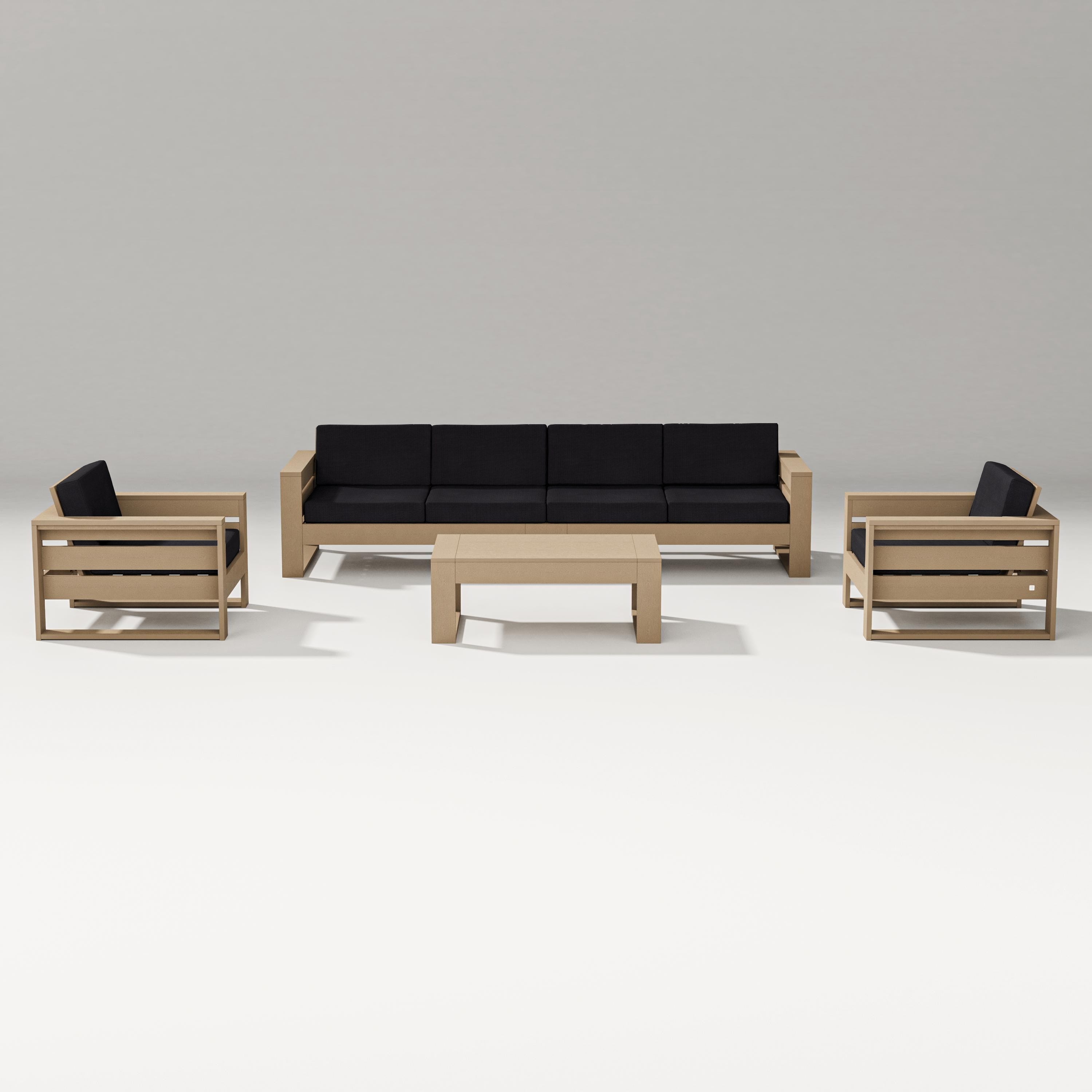 PW Designer Series Latitude 5-Piece Lounge Sofa Set in Vintage Sahara / Midnight Linen