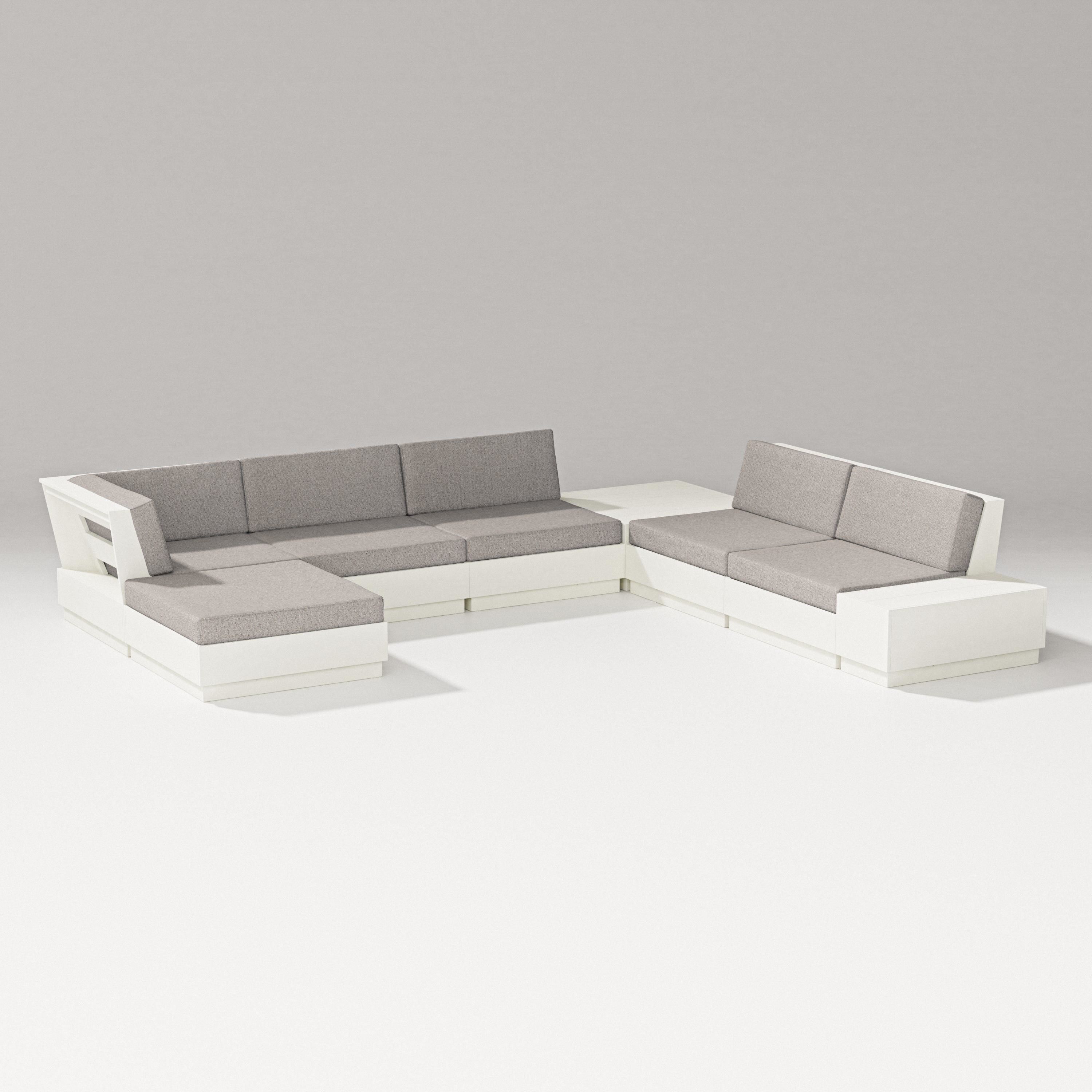 PW Designer Series Elevate 8-Piece Corner Sectional in Vintage White / Weathered Tweed