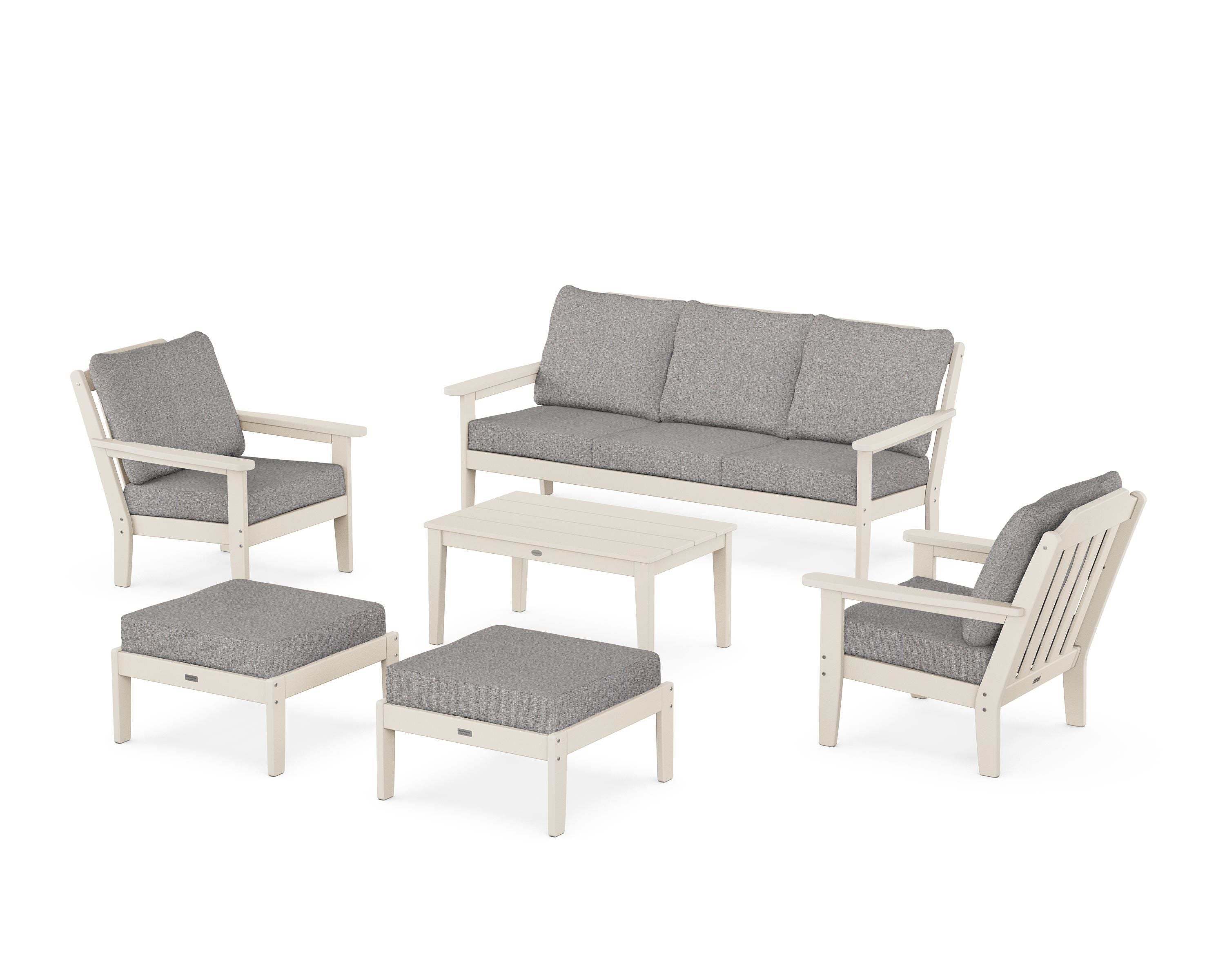 Country Living Cottage 6-Piece Lounge Sofa Set in Sand / Grey Mist