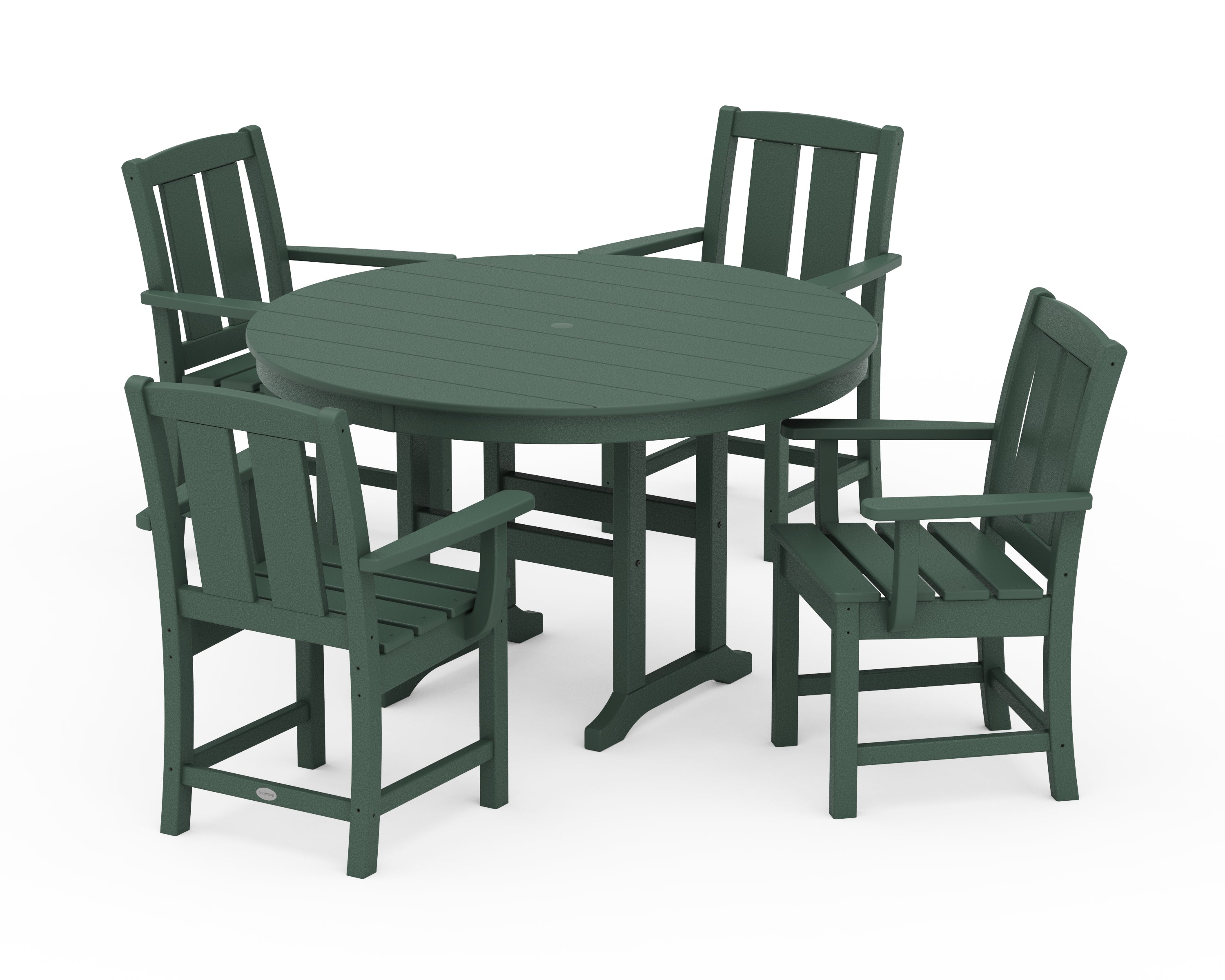 POLYWOOD Mission 5-Piece Round Farmhouse Dining Set in Green