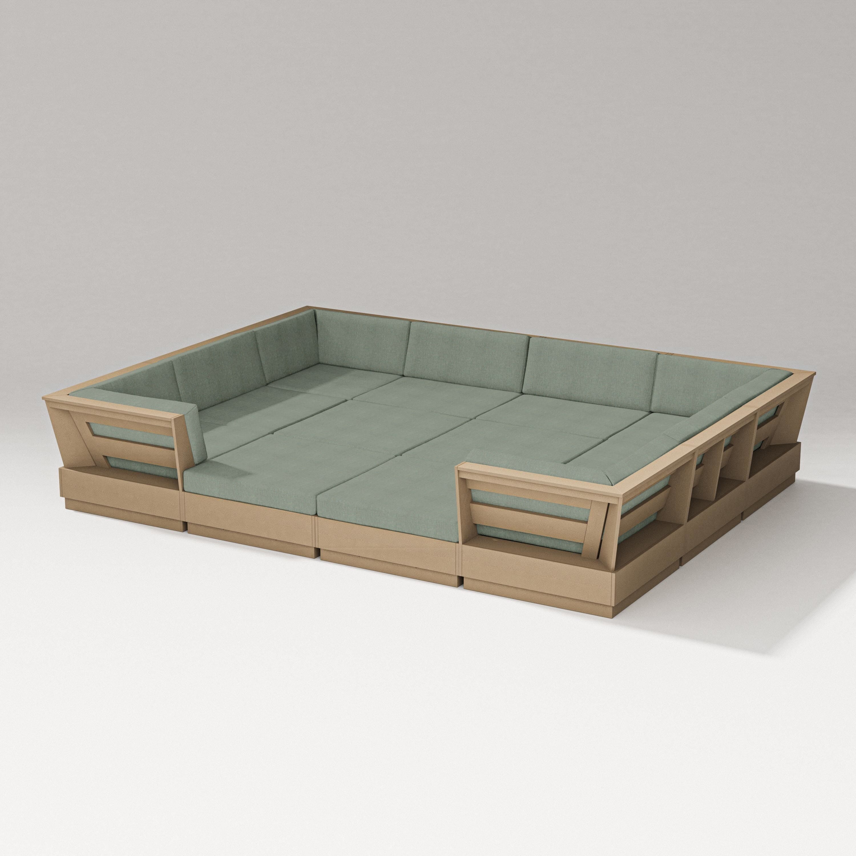 PW Designer Series Elevate 12-Piece Pit Sectional in Vintage Sahara / Cast Sage