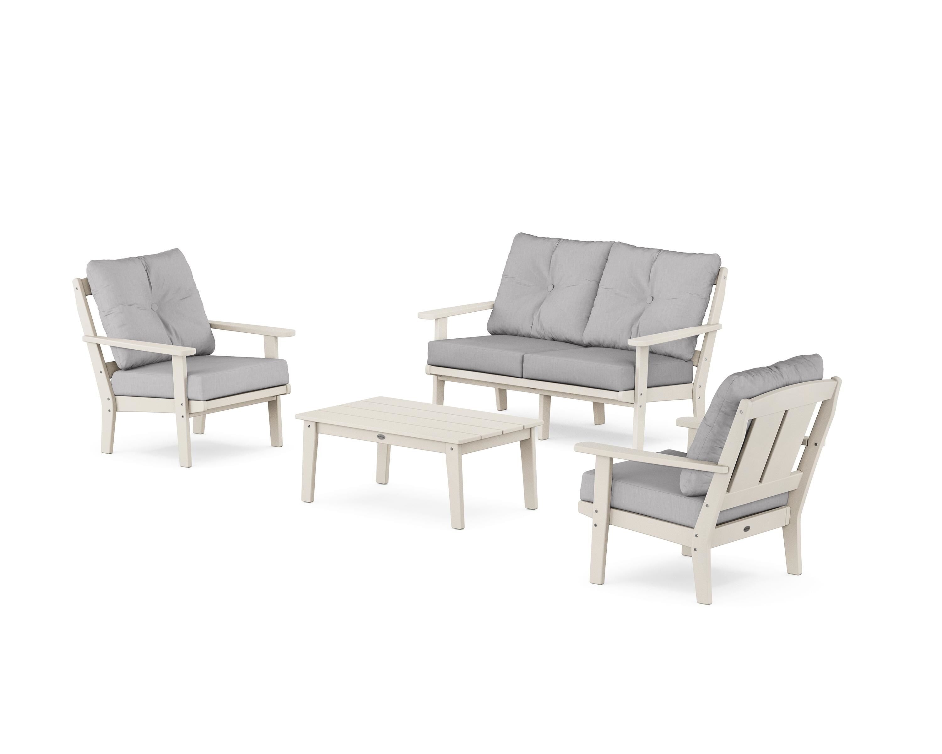 POLYWOOD Mission 4-Piece Deep Seating Set with Loveseat in Sand / Granite