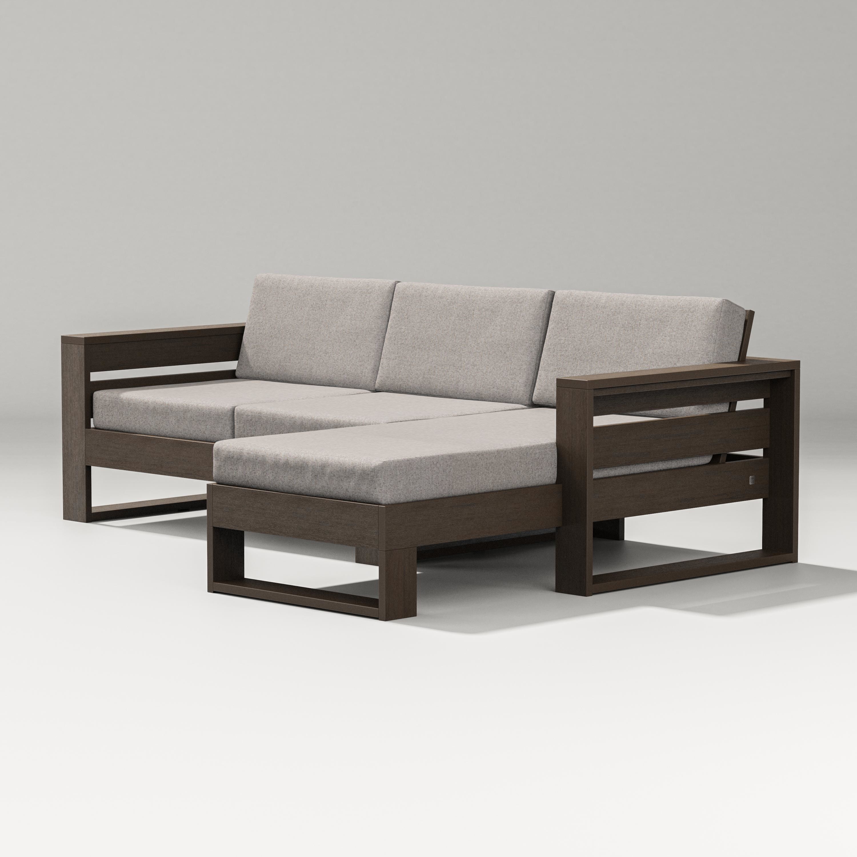 PW Designer Series Latitude Right Chaise Sectional in Kona / Weathered Tweed