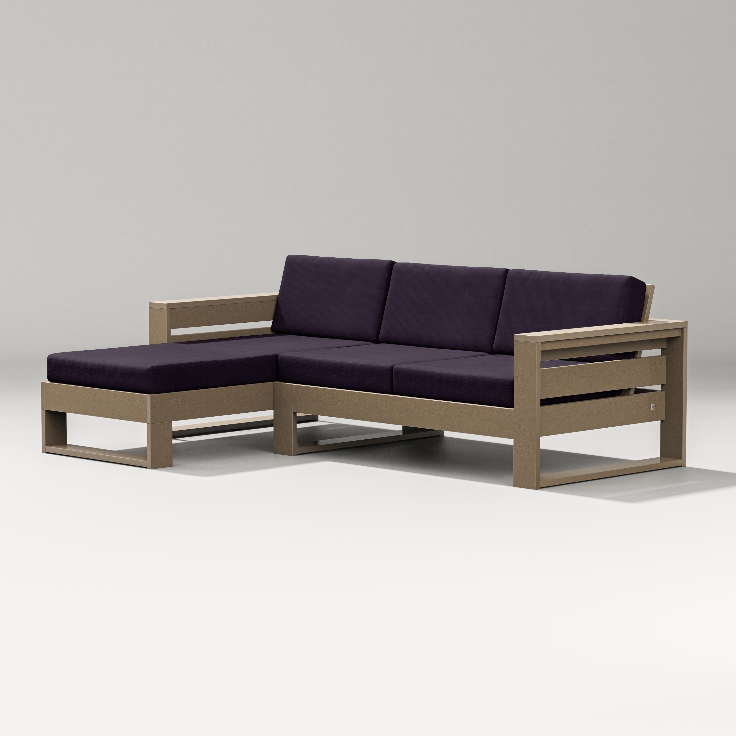 PW Designer Series Latitude Left Chaise Sectional in Vintage Sahara / Navy Linen