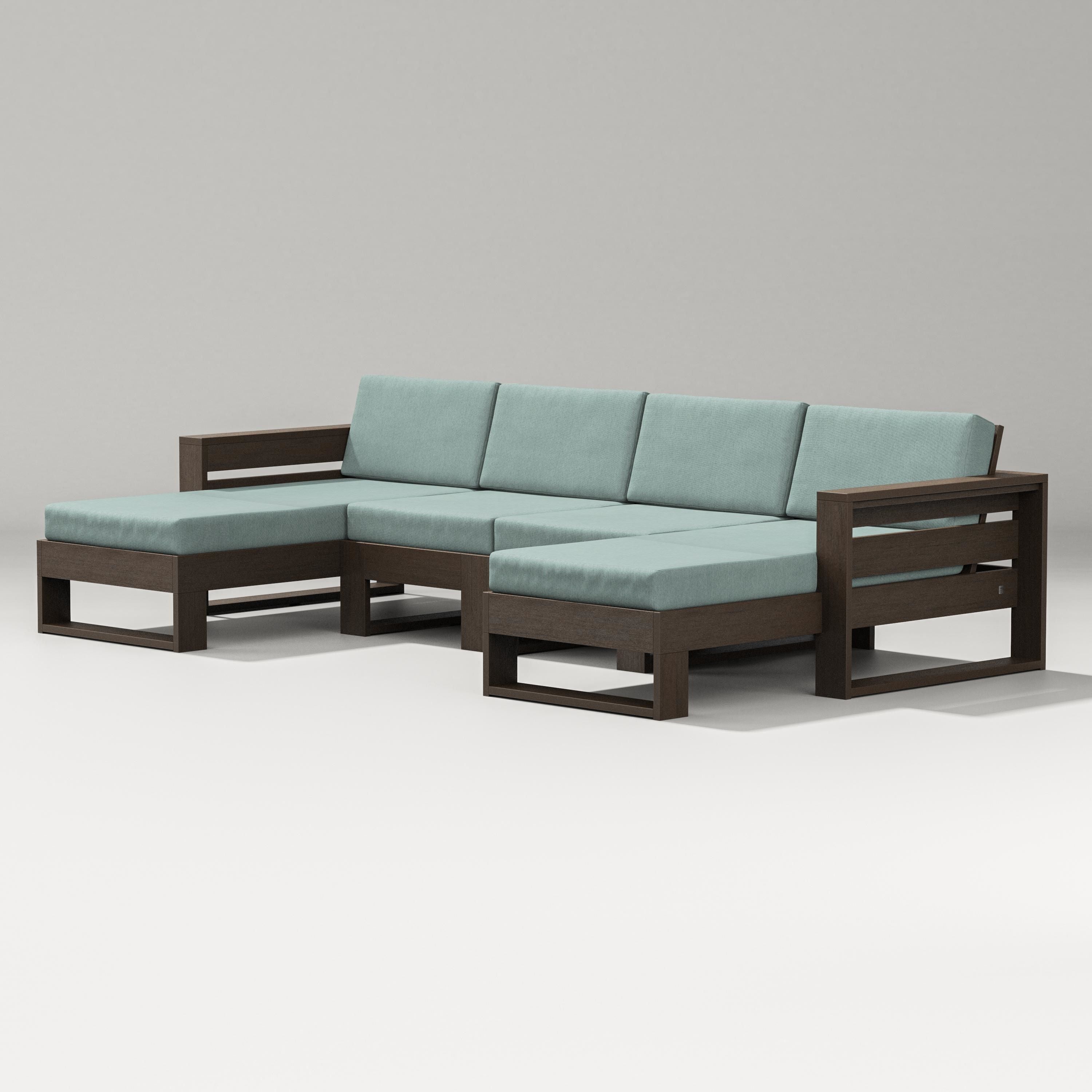 PW Designer Series Latitude Double Chaise Sectional in Kona / Glacier Spa