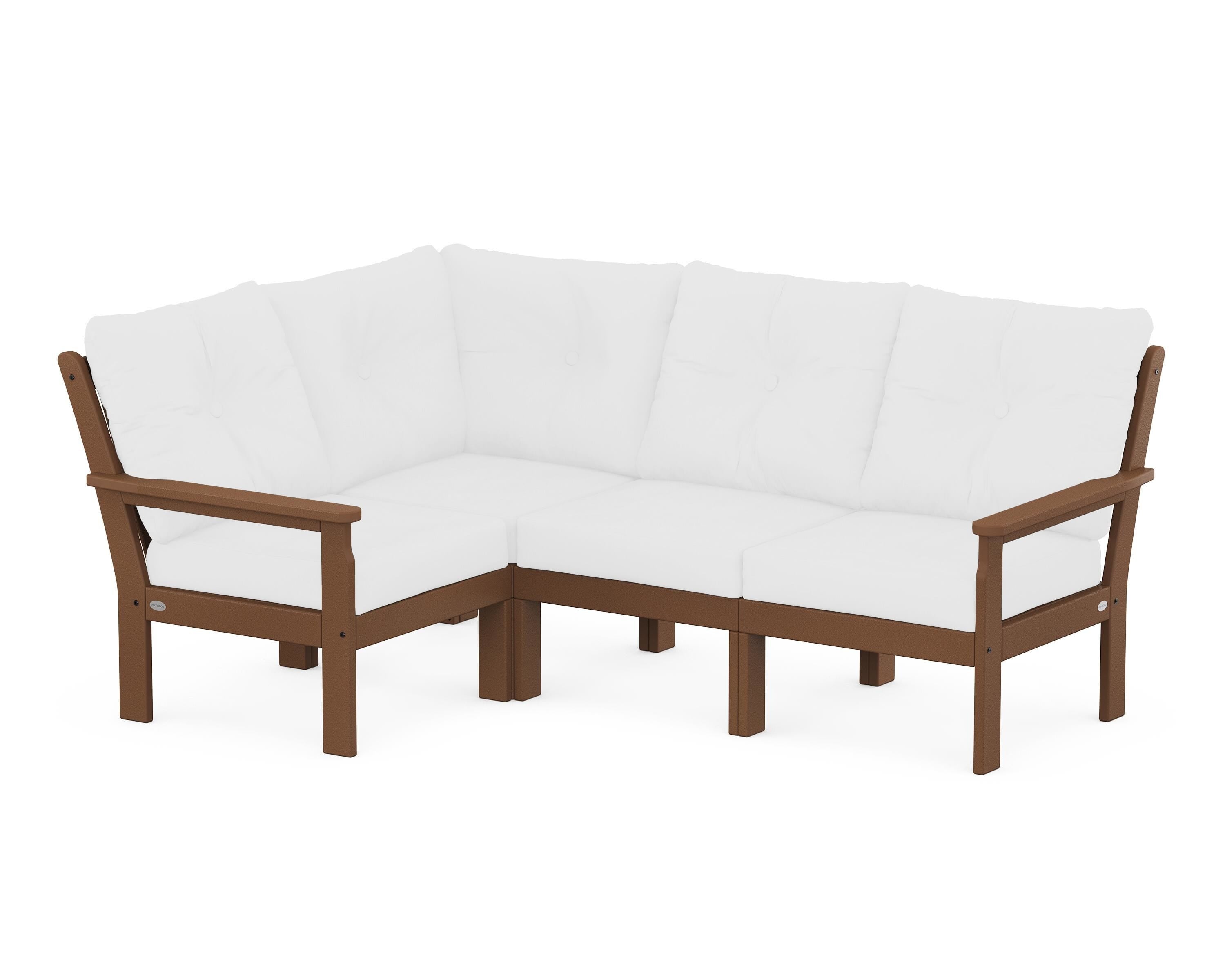 POLYWOOD Vineyard 4-Piece Sectional in Teak / Natural