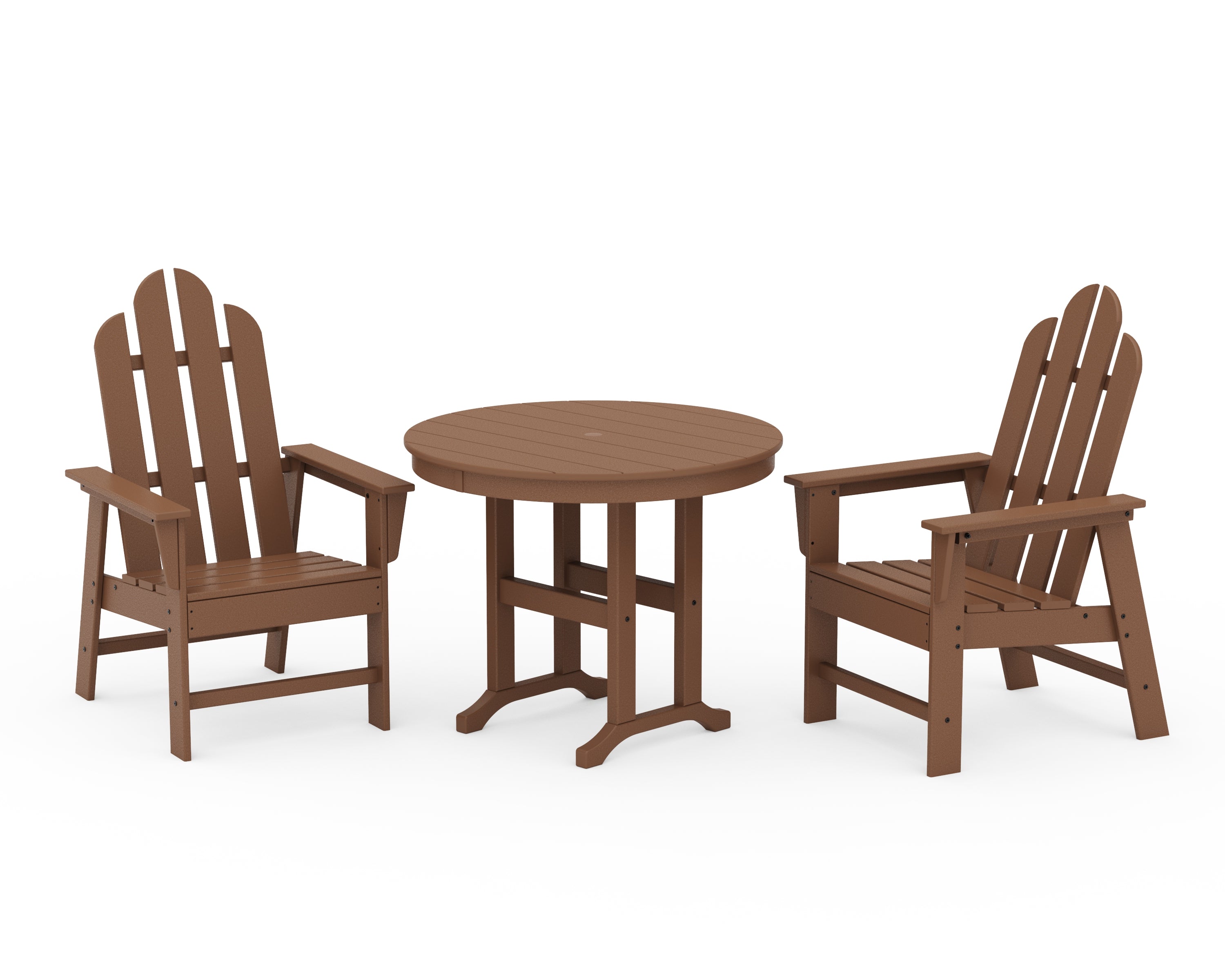 POLYWOOD Long Island 3-Piece Round Dining Set in Teak