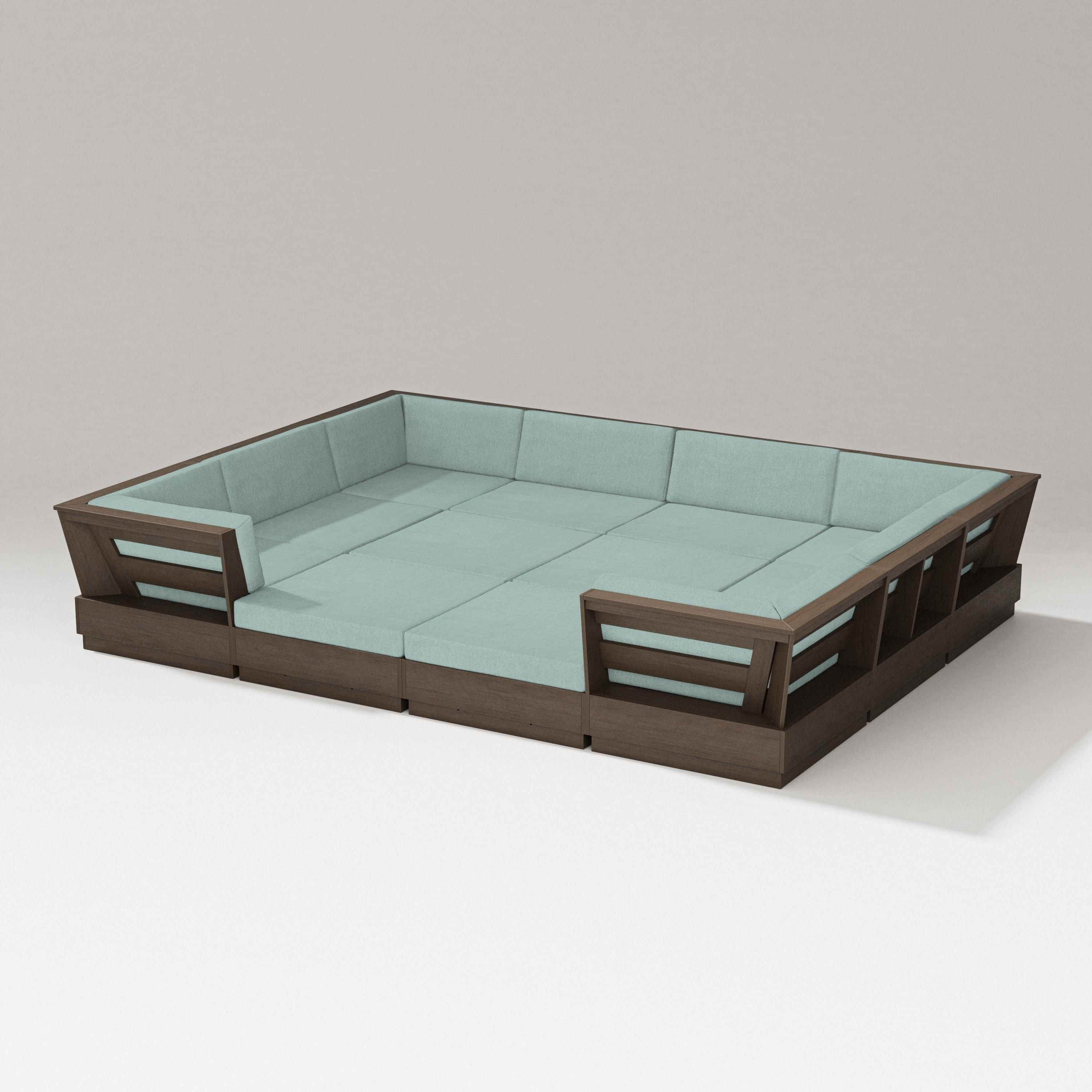 PW Designer Series Elevate 12-Piece Pit Sectional in Kona / Glacier Spa