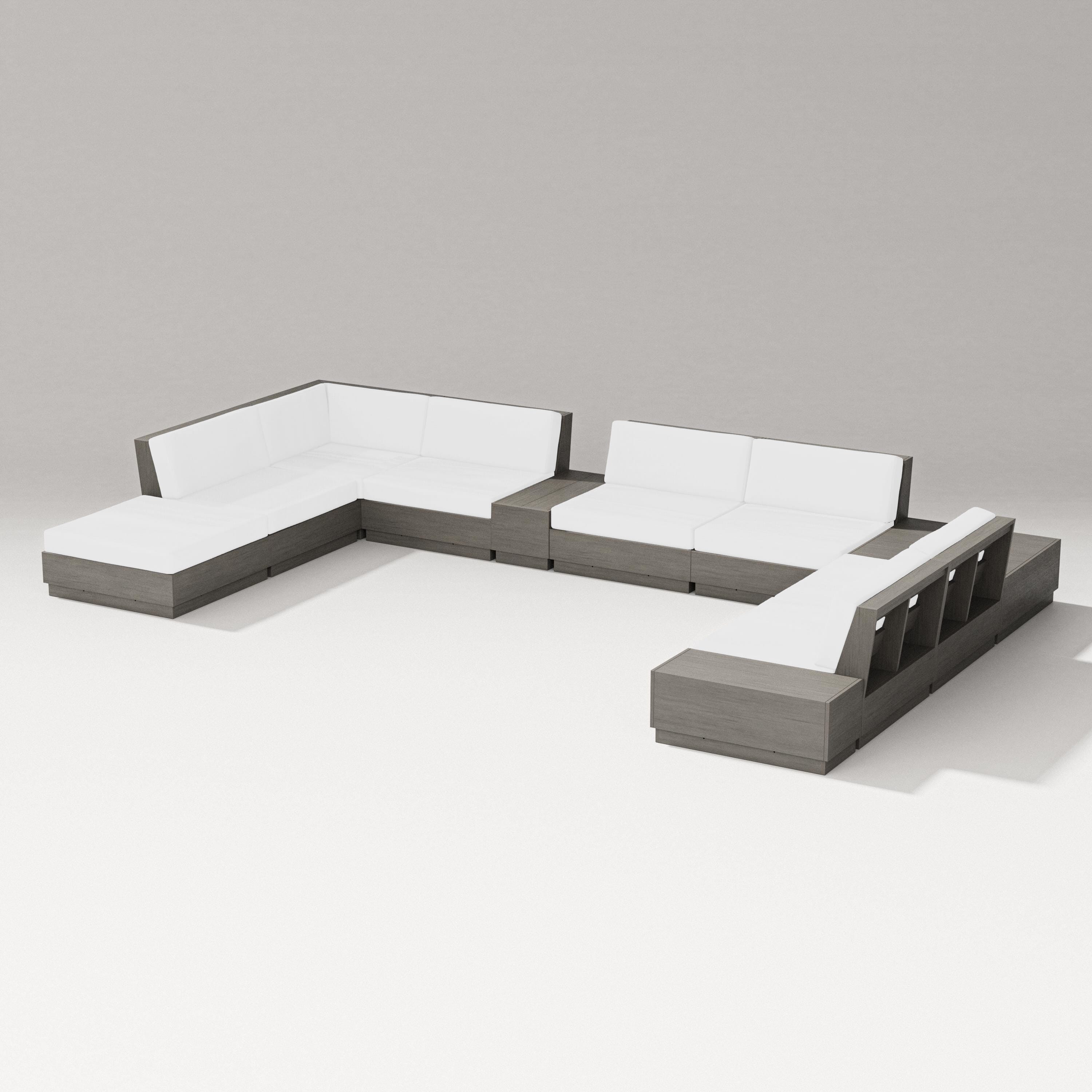 PW Designer Series Elevate 11-Piece Conversation Sectional Set in Driftwood / Natural