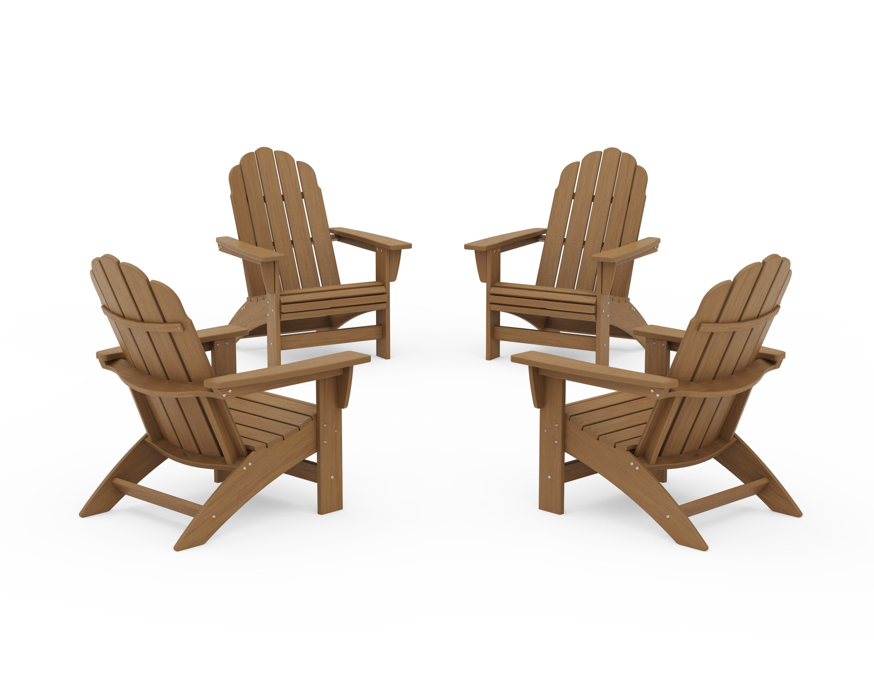 POLYWOOD 4-Piece Vineyard Grand Adirondack Chair Conversation Set in Natural