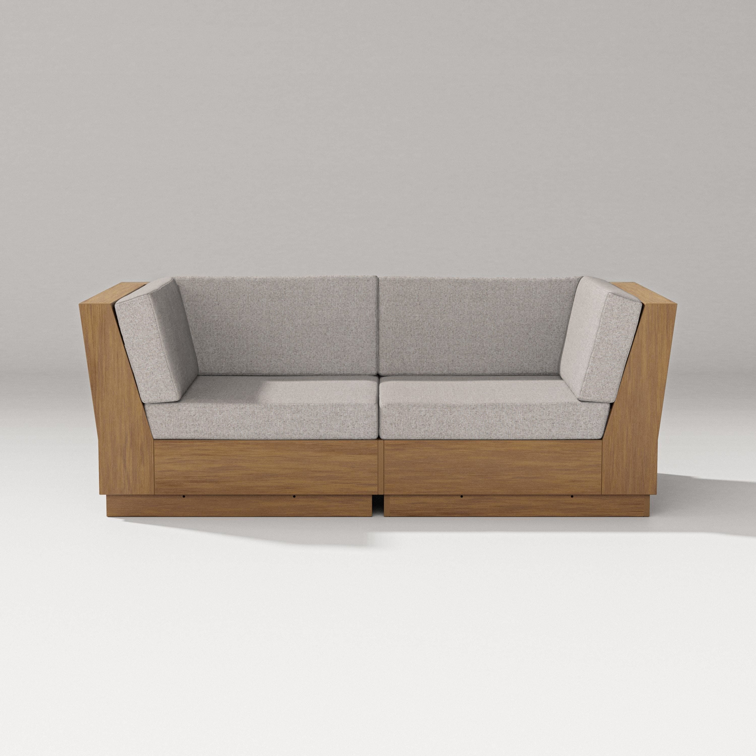 PW Designer Series Elevate Loveseat Sectional in Natural / Weathered Tweed