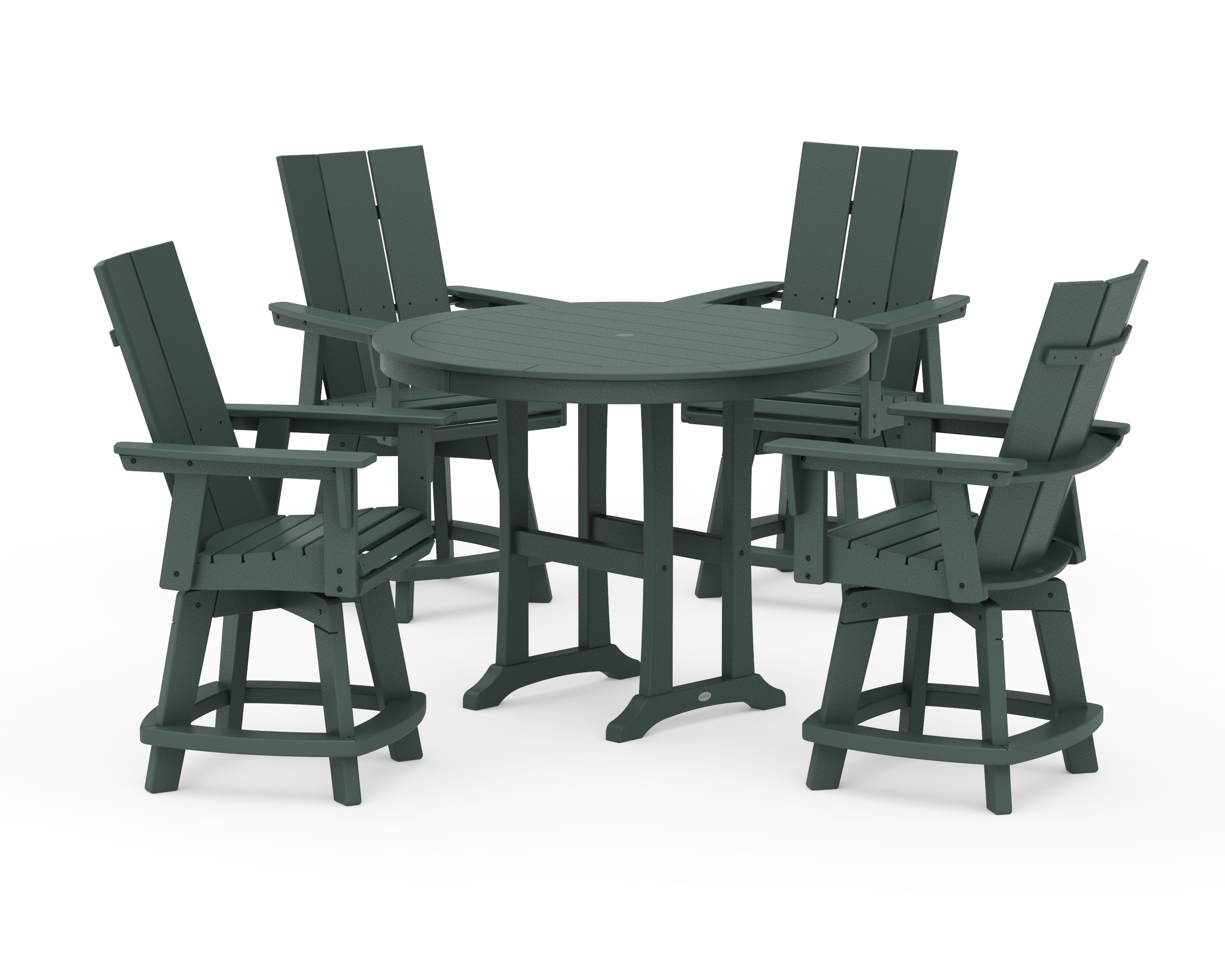 POLYWOOD 5-Piece Modern Swivel Counter Set in Green