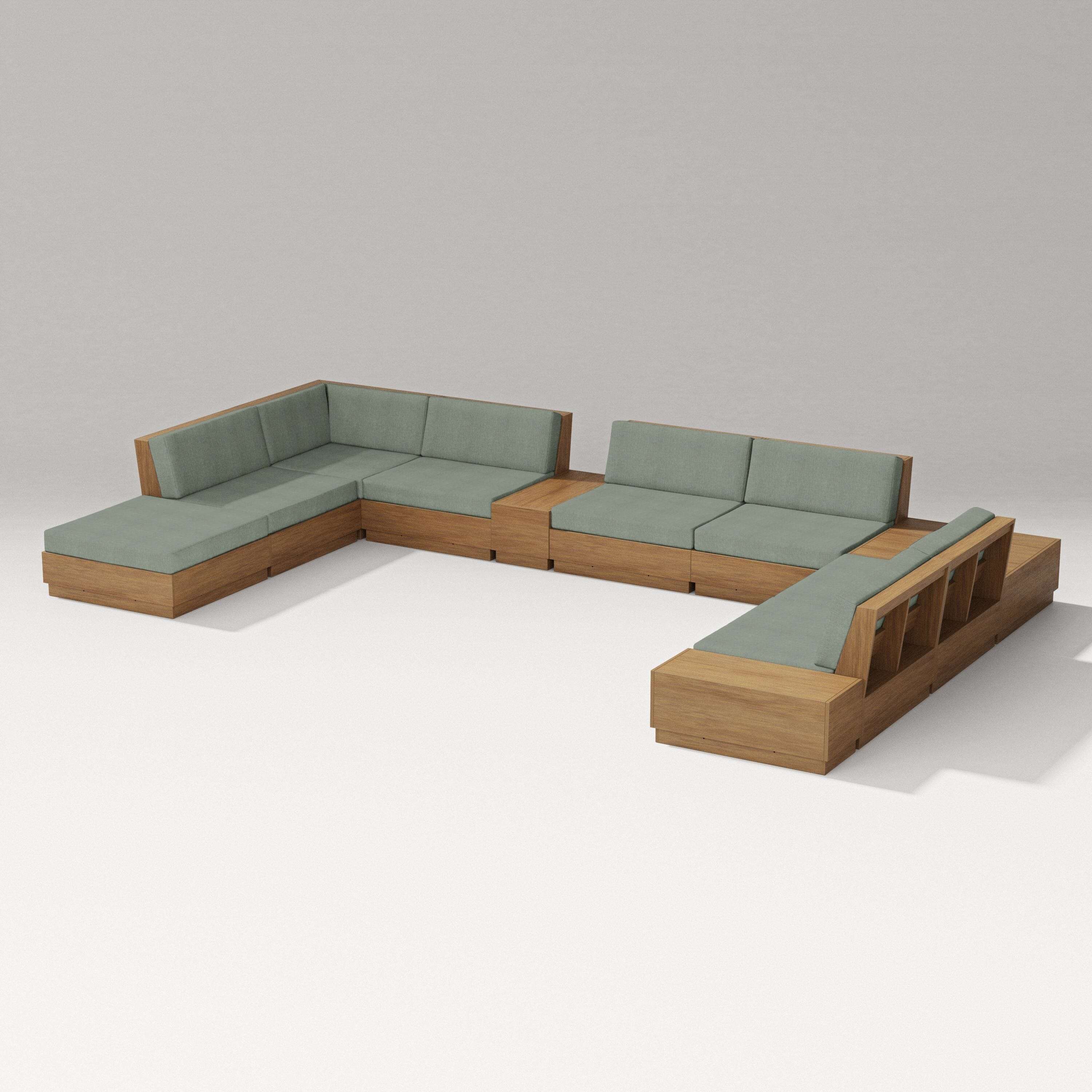 PW Designer Series Elevate 11-Piece Conversation Sectional Set in Natural / Cast Sage