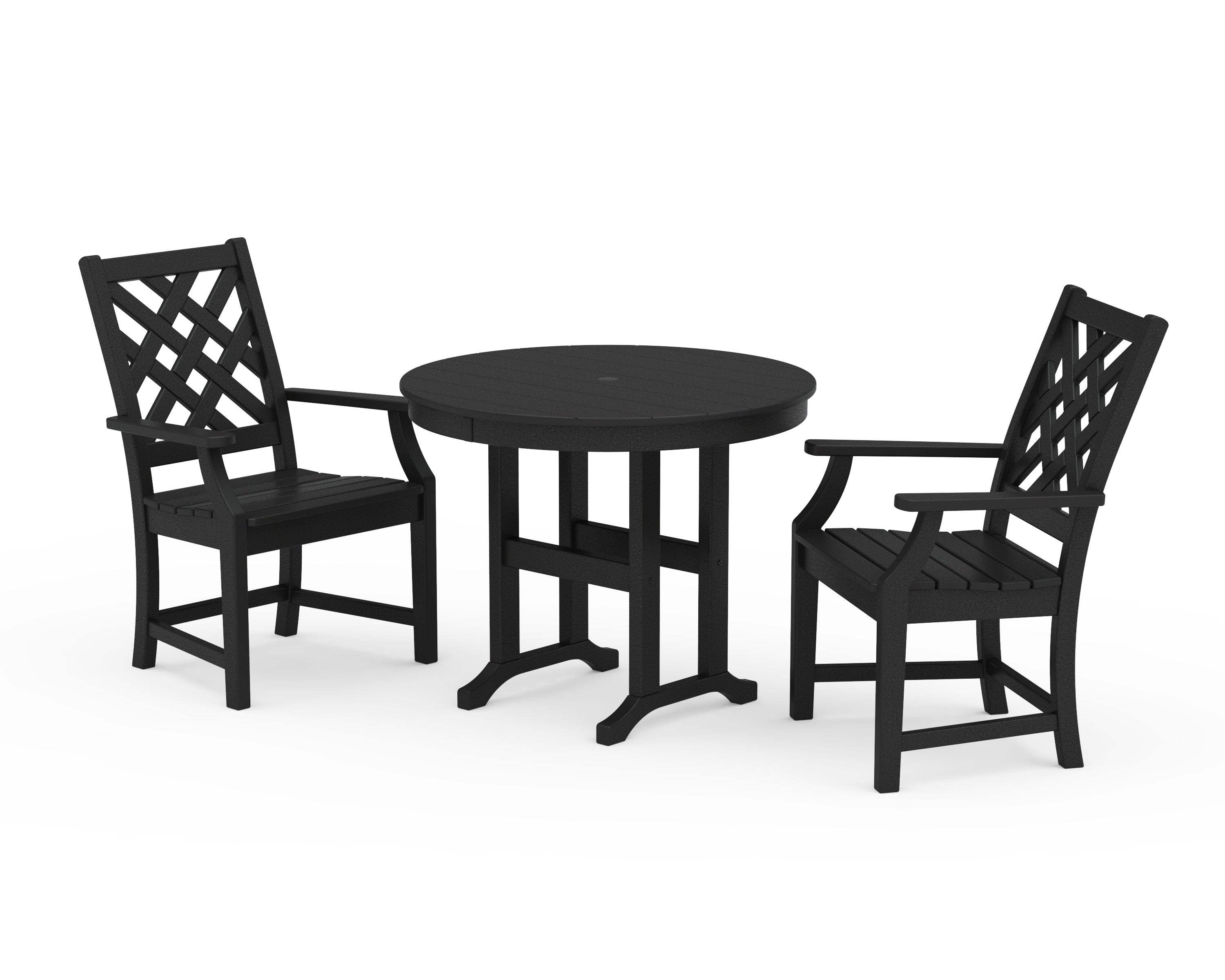 POLYWOOD Wovendale 3-Piece Farmhouse Dining Set in Black