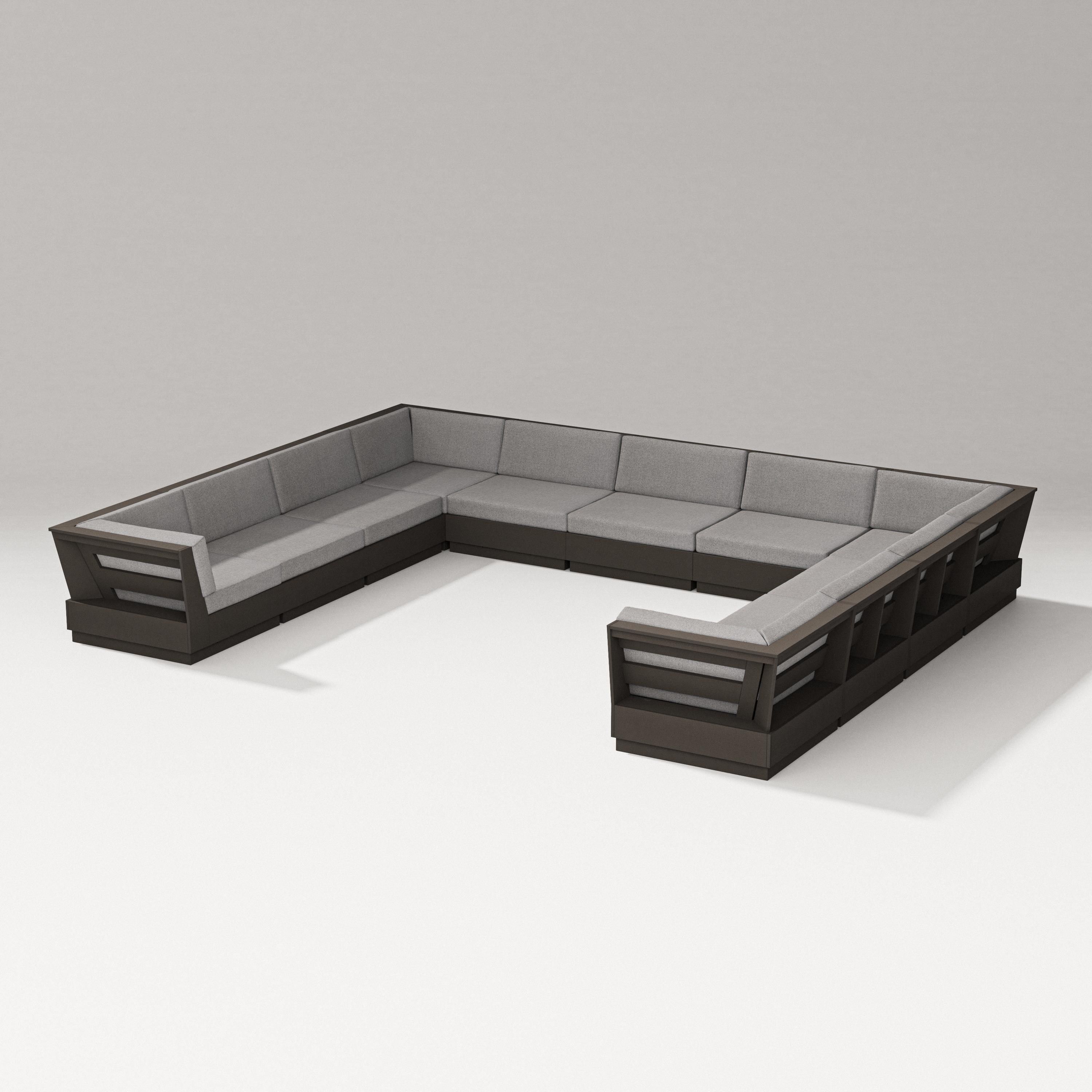 PW Designer Series Elevate Large U-Shaped Sectional in Vintage Coffee / Grey Mist