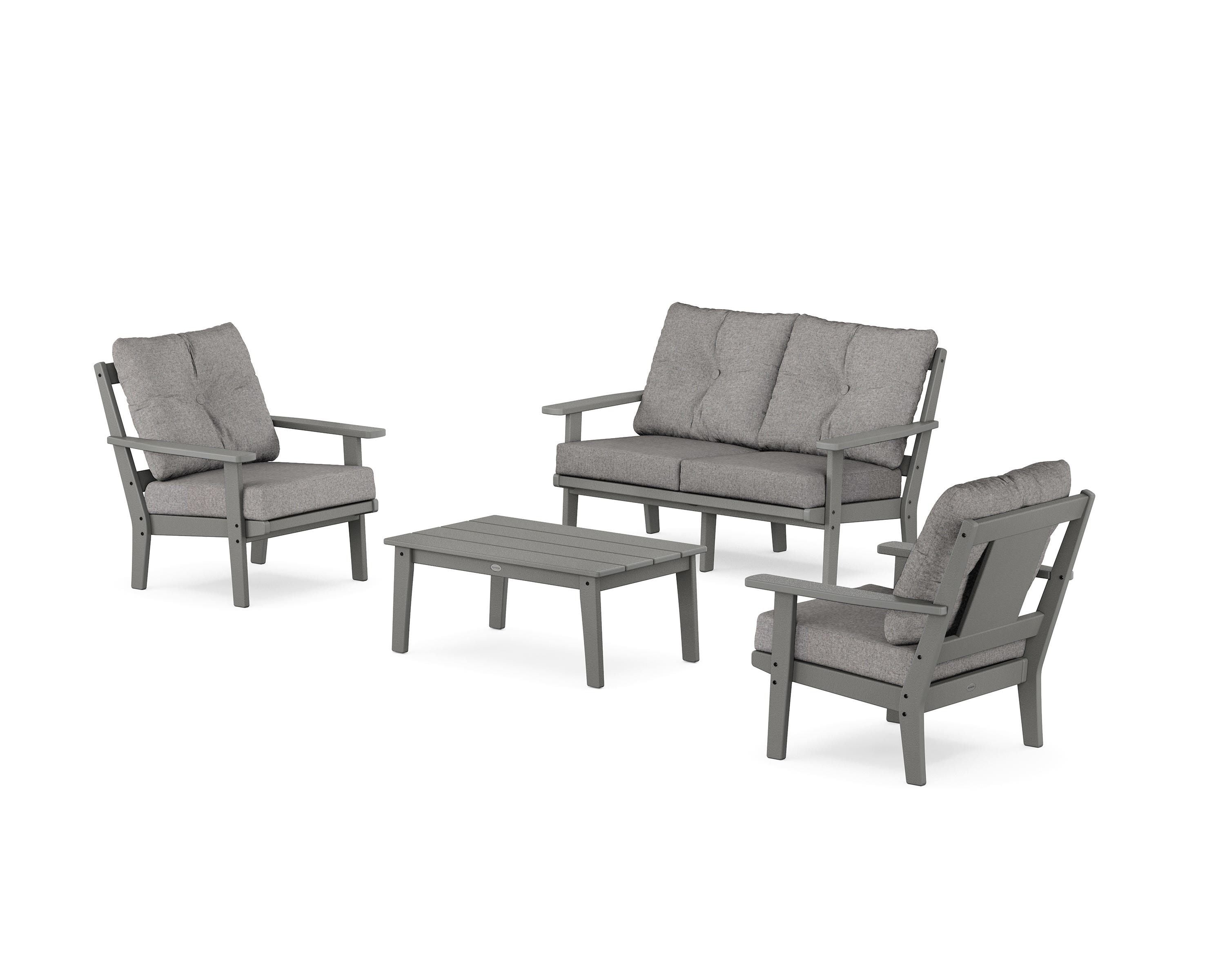 POLYWOOD Prairie 4-Piece Deep Seating Set with Loveseat in Slate Grey / Grey Mist