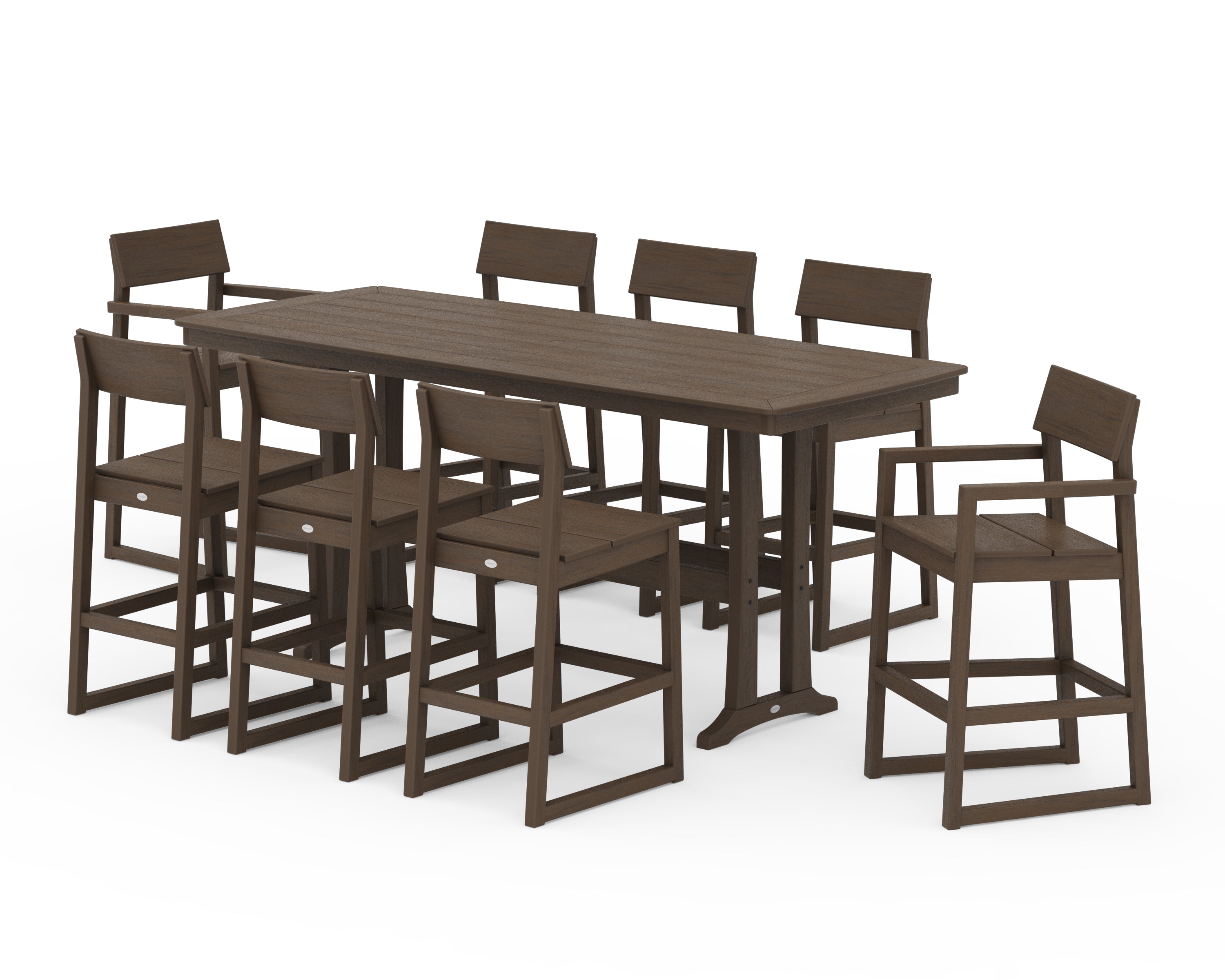 POLYWOOD EDGE 9-Piece Bar Set with Trestle Legs in Kona