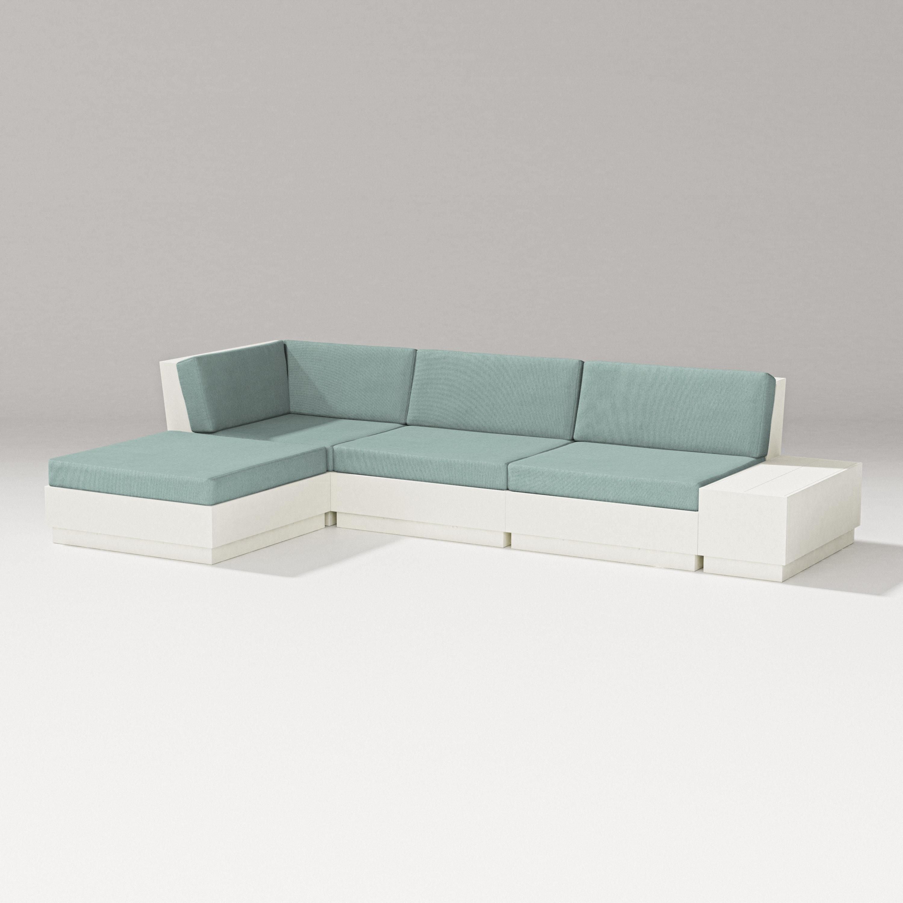 PW Designer Series Elevate Chaise Sectional in Vintage White / Glacier Spa