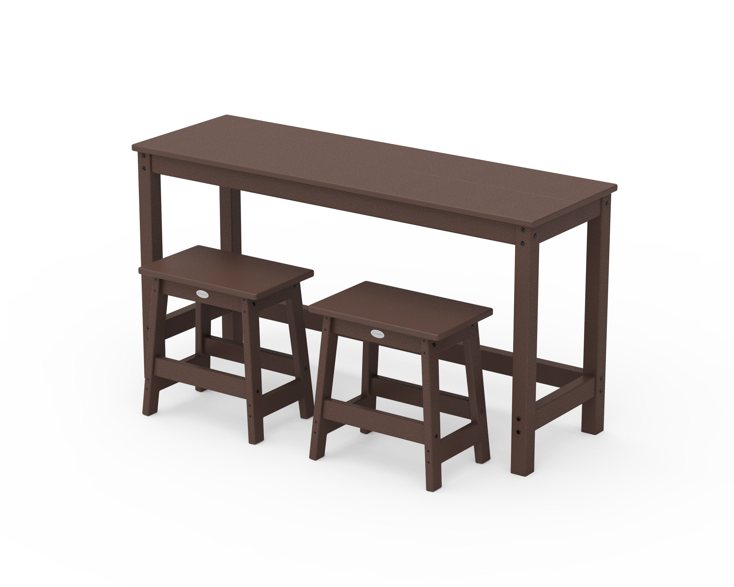 POLYWOOD Modern Studio Stool 3-Piece Balcony Set in Mahogany