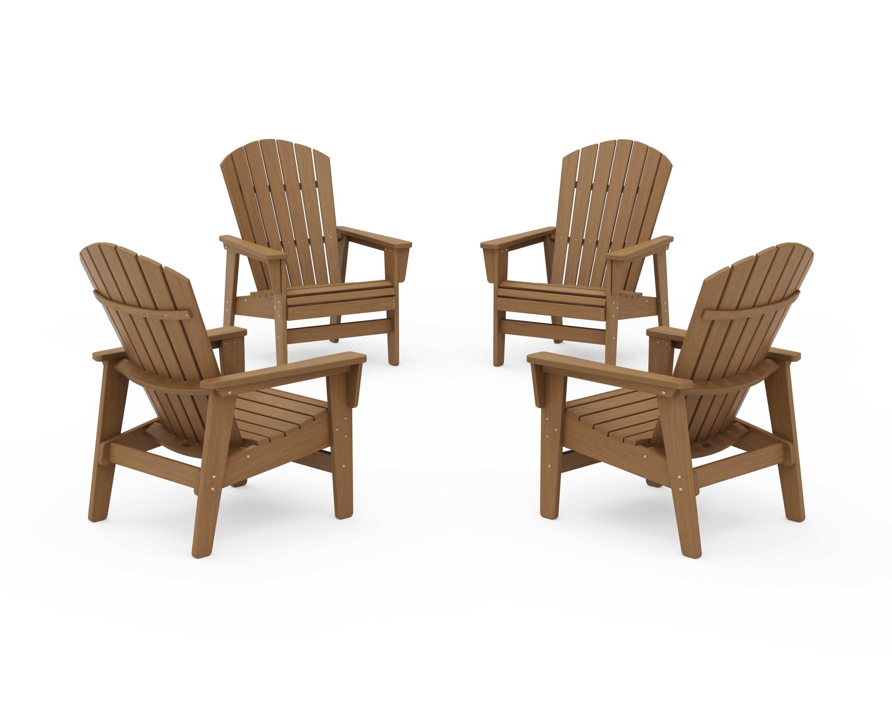 POLYWOOD 4-Piece Nautical Grand Upright Adirondack Chair Conversation Set in Natural